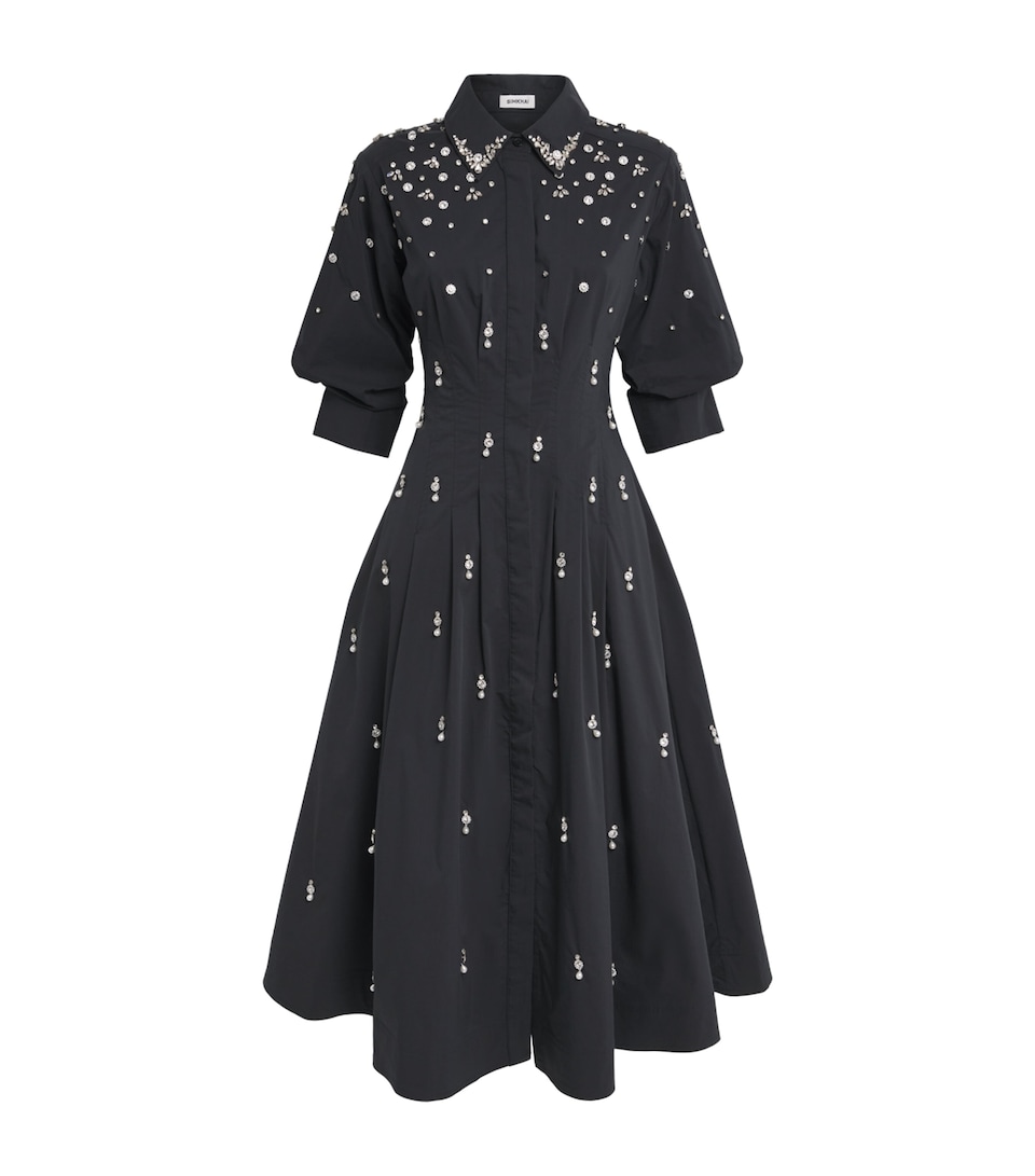 Cotton-Blend Pintuck Jazz Midi Dress