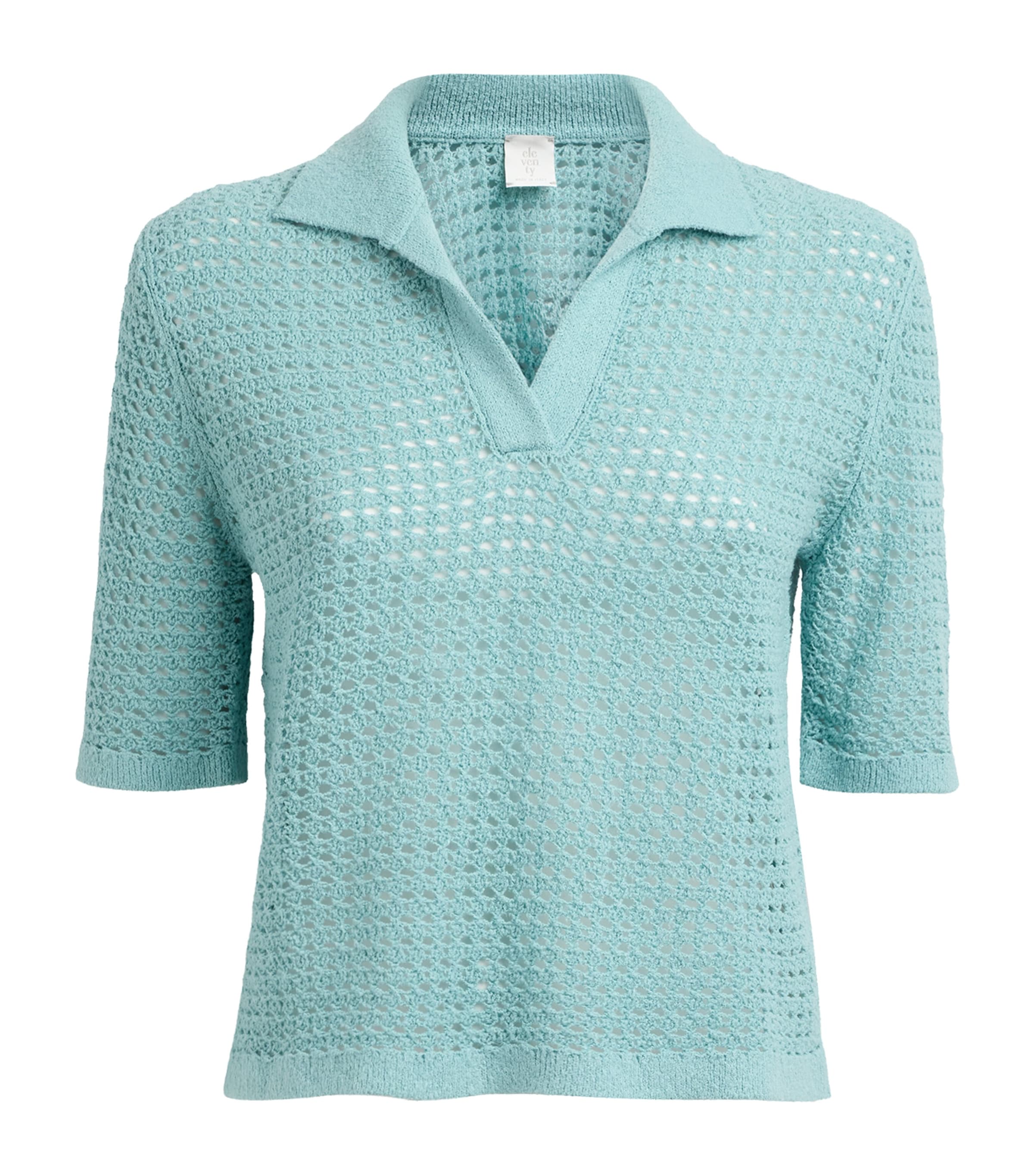 Eleventy Womens Silk Knitted Polo Shirt Giada