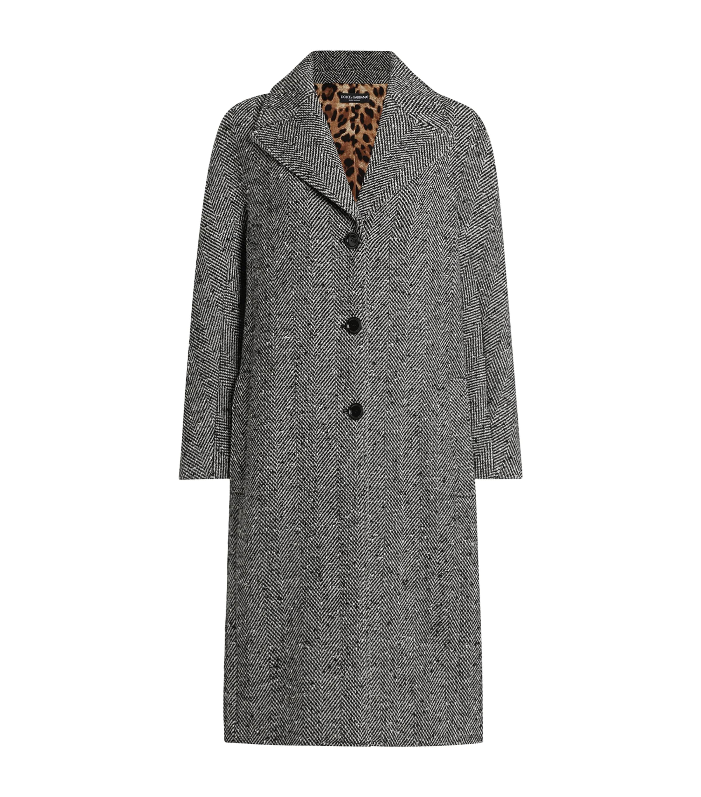 Virgin Wool Herringbone Overcoat