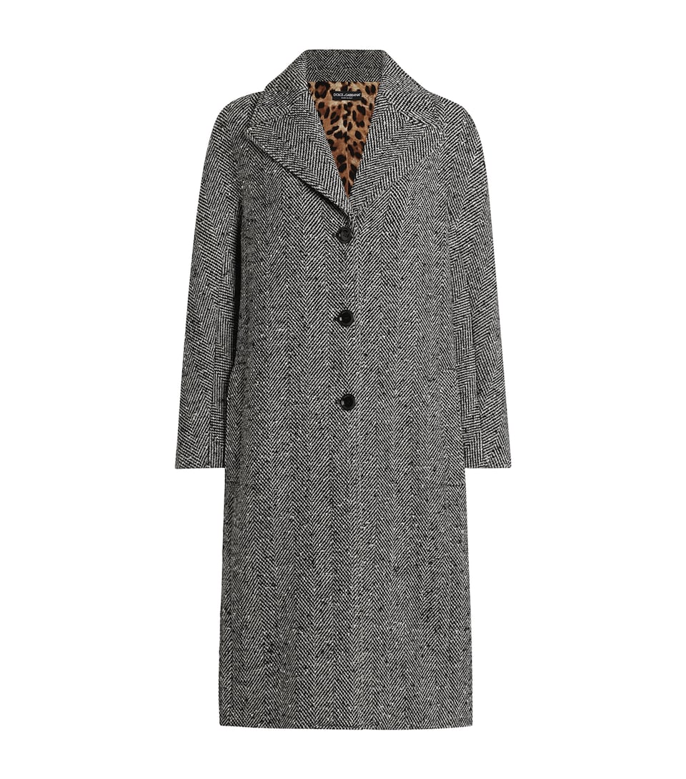 Virgin Wool Herringbone Overcoat