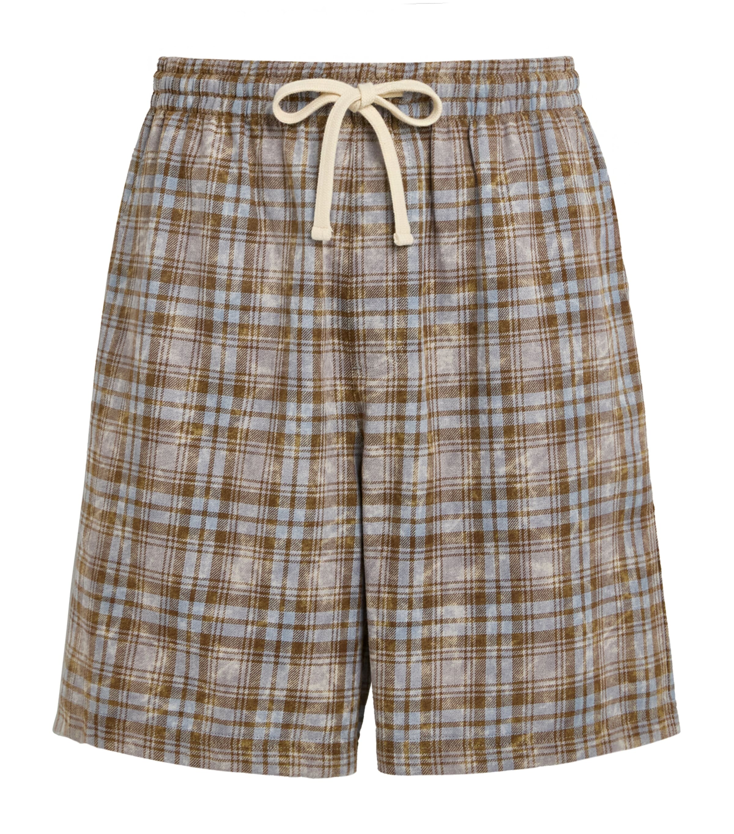 Picante Mens Cotton Bleached Check Rocco Shorts Baby Blue