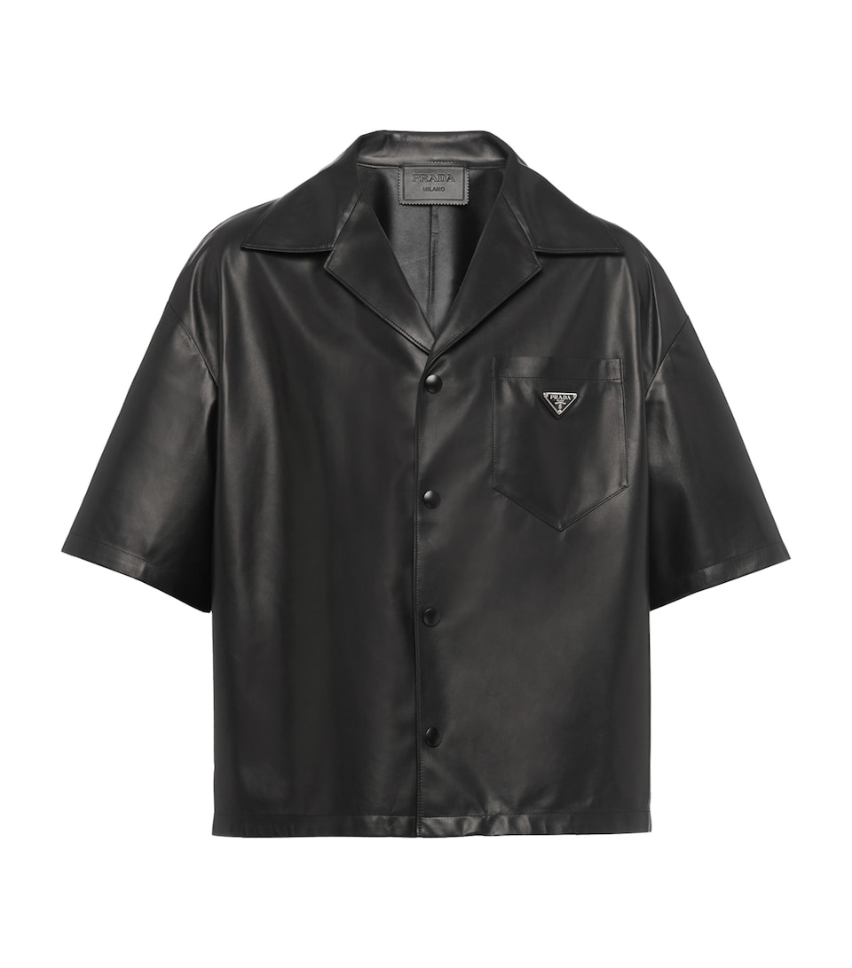 Prada Mens Leather Bowling Shirt