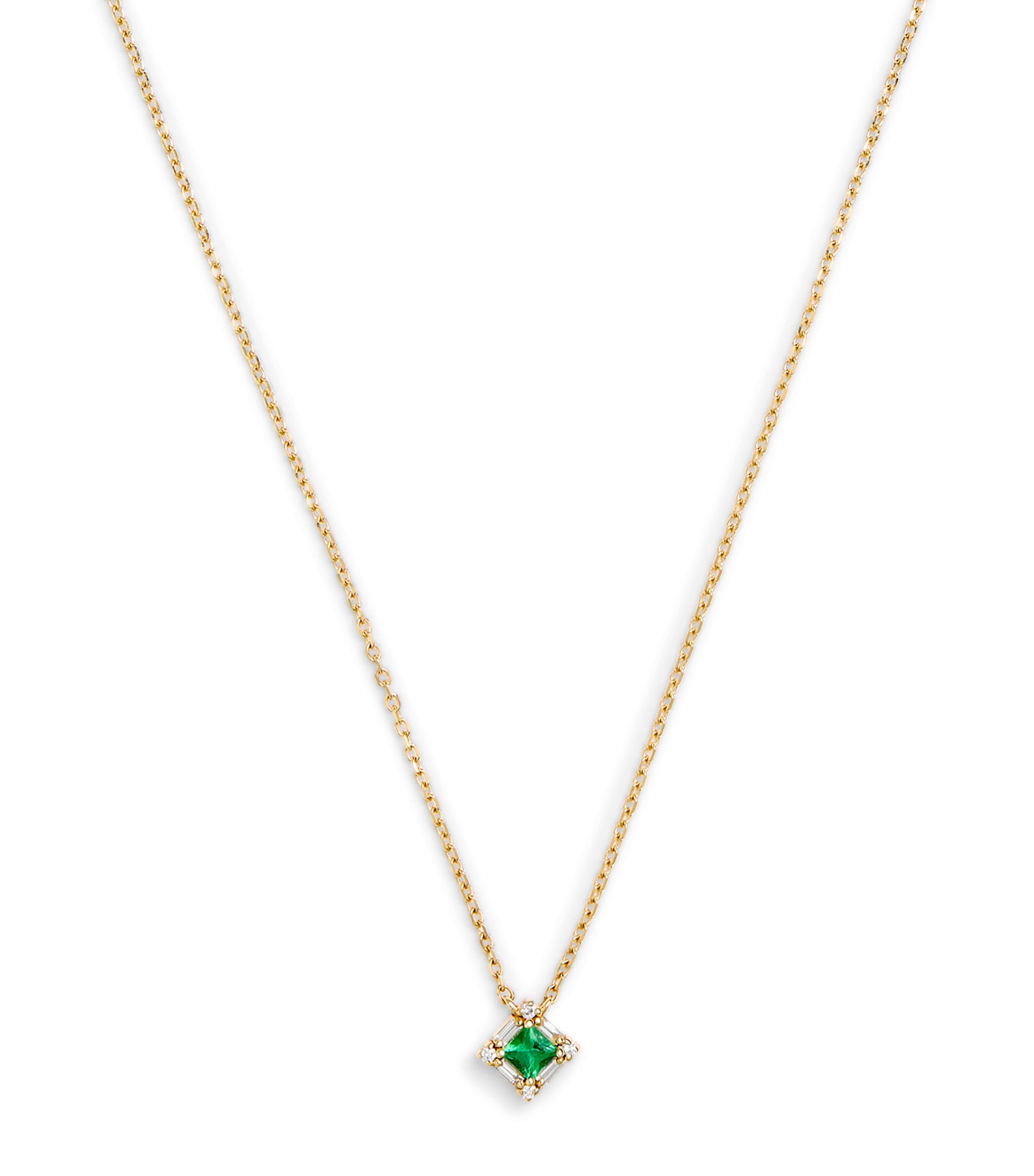 Suzanne Kalan Yellow Gold, Diamond and Emerald Mini Princess Pendant Necklace Yg/emer