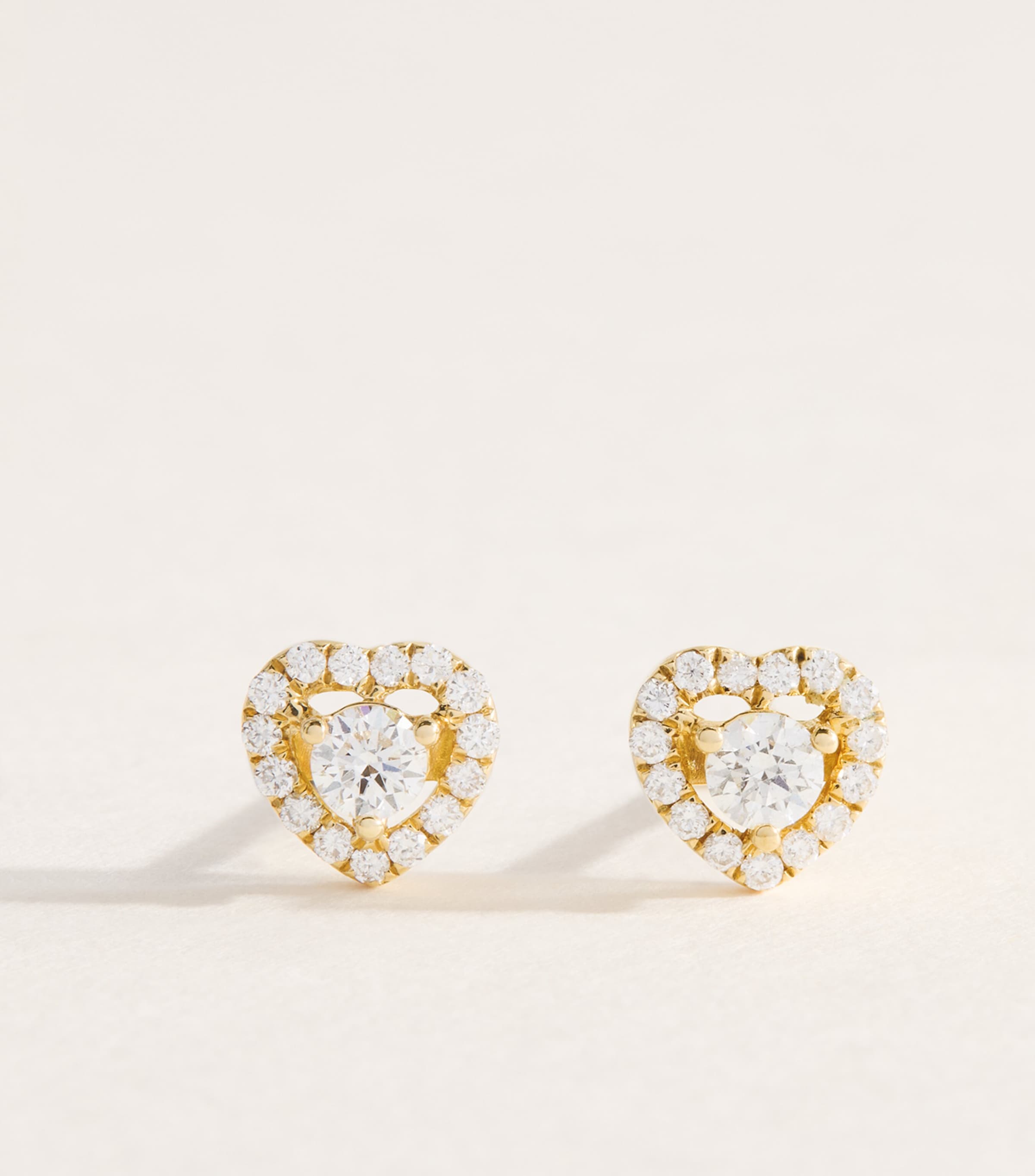 Rosa de la Cruz Yellow Gold and Diamond Love Heart Stud Earrings Yellow Gold