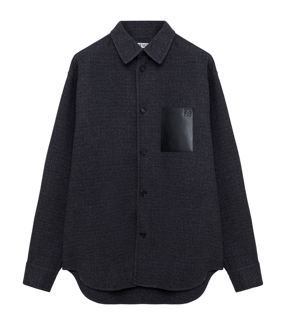 LOEWE Mens Pocket Anagram Overshirt Dark Navy Blue