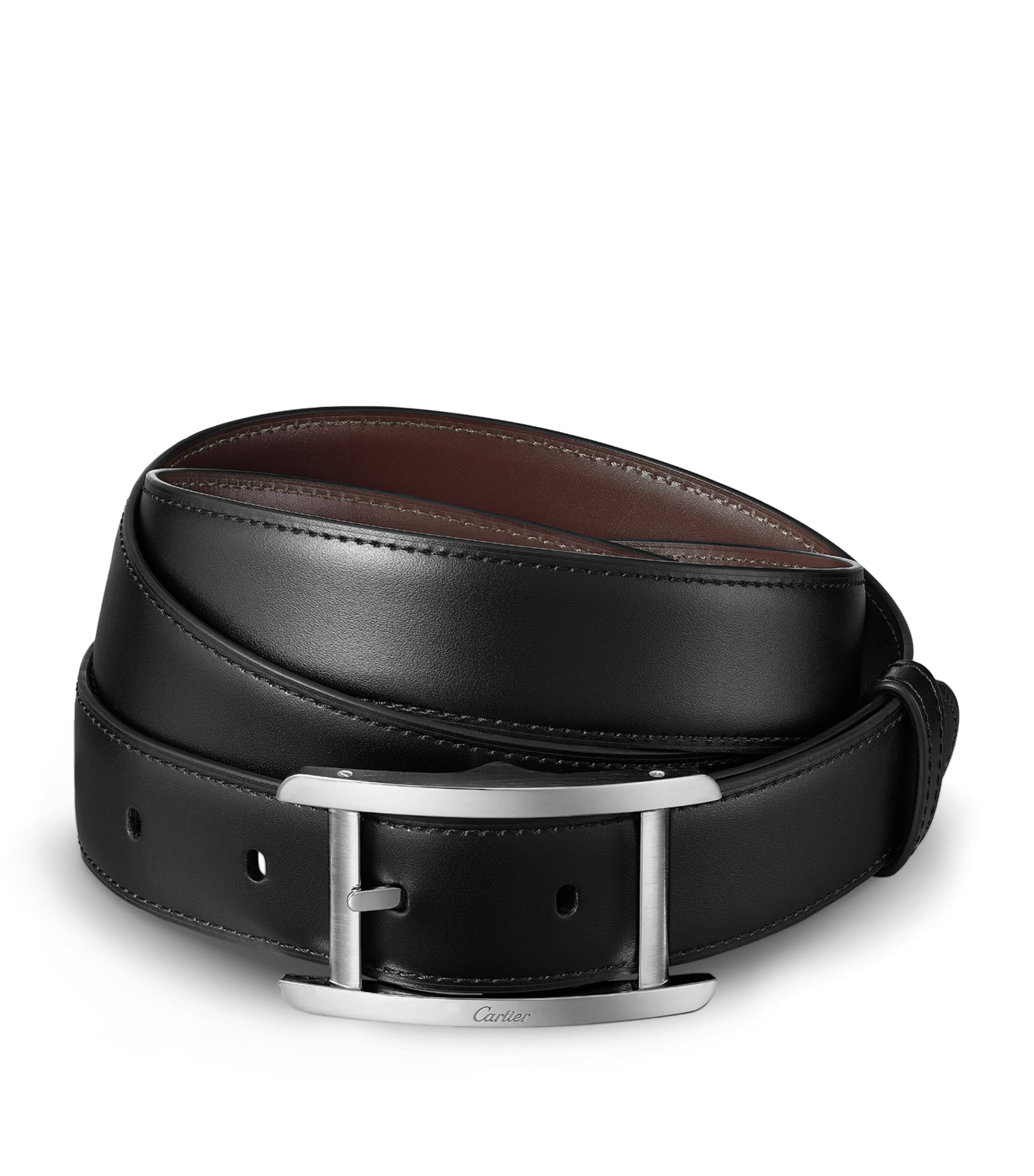 Cartier Leather Reversible Tank de Cartier Belt Black