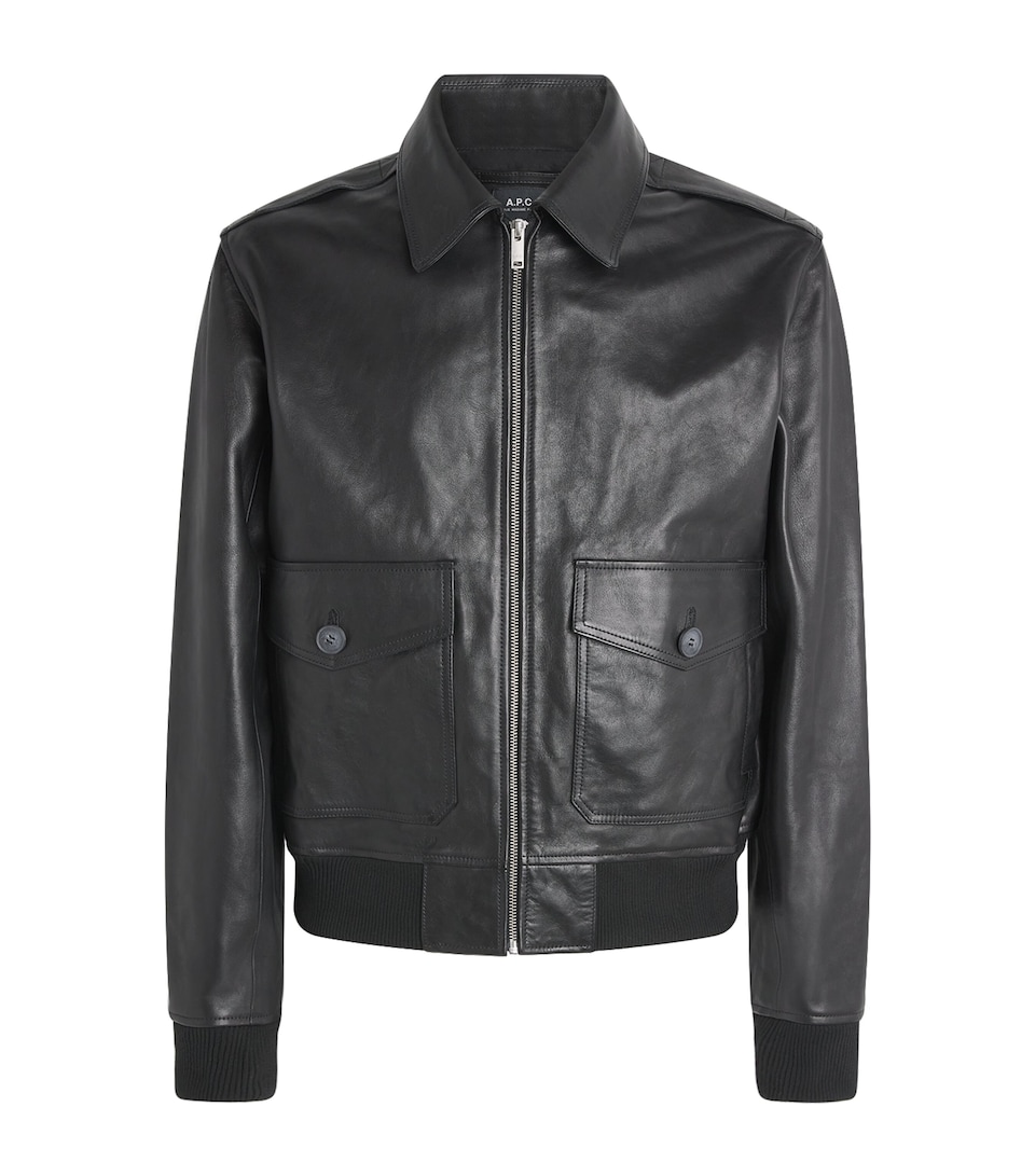 A.P.C. Mens Gael Leather Jacket Lzz Black