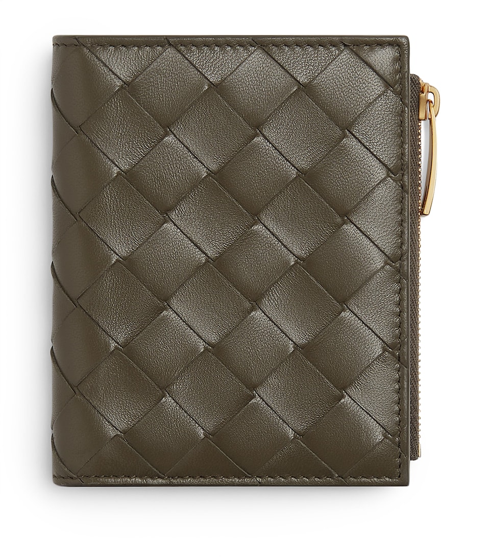 Leather Intrecciato Bifold Card Holder