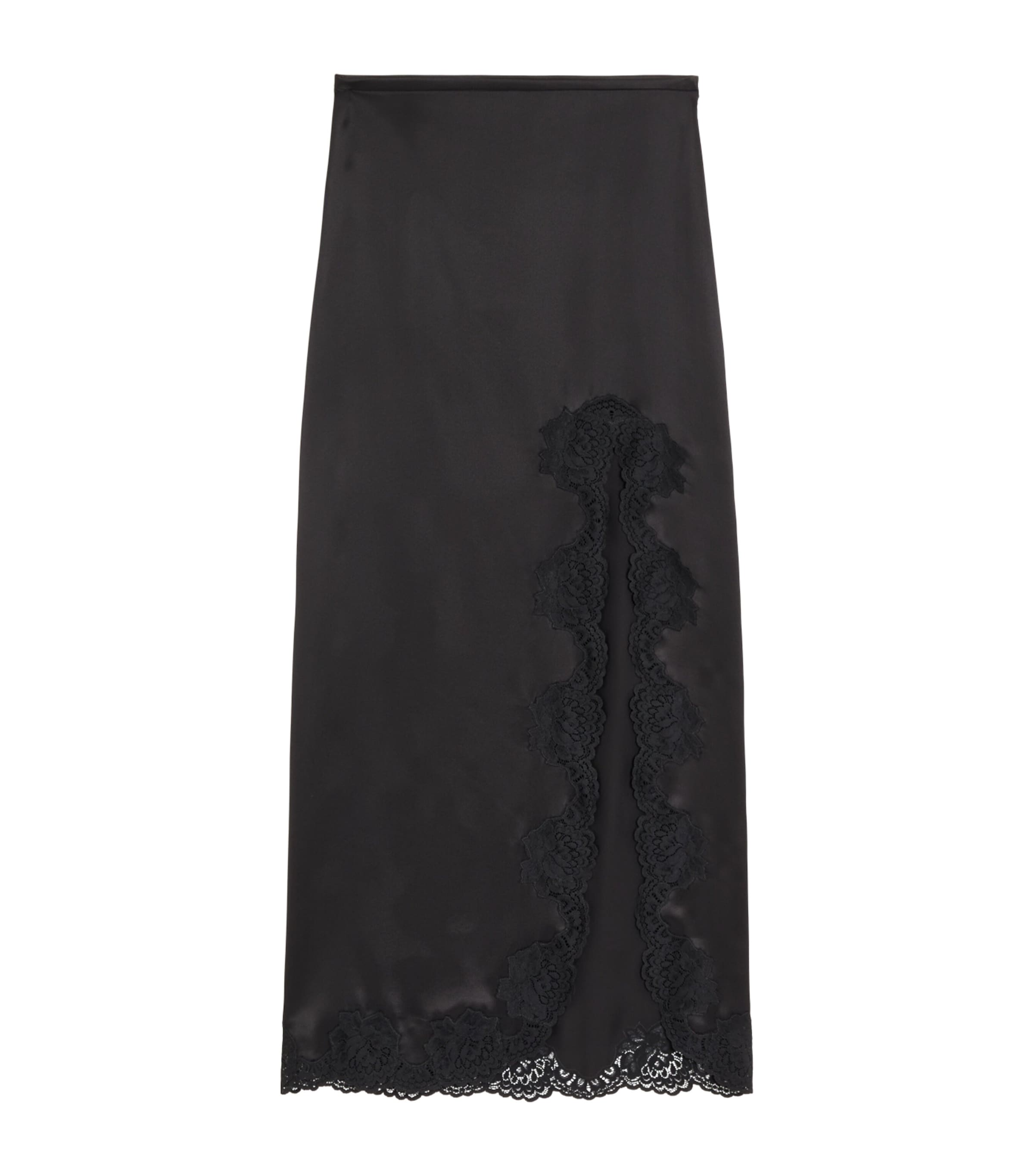 Valentino Womens Silk Lace-Trim Midi Skirt