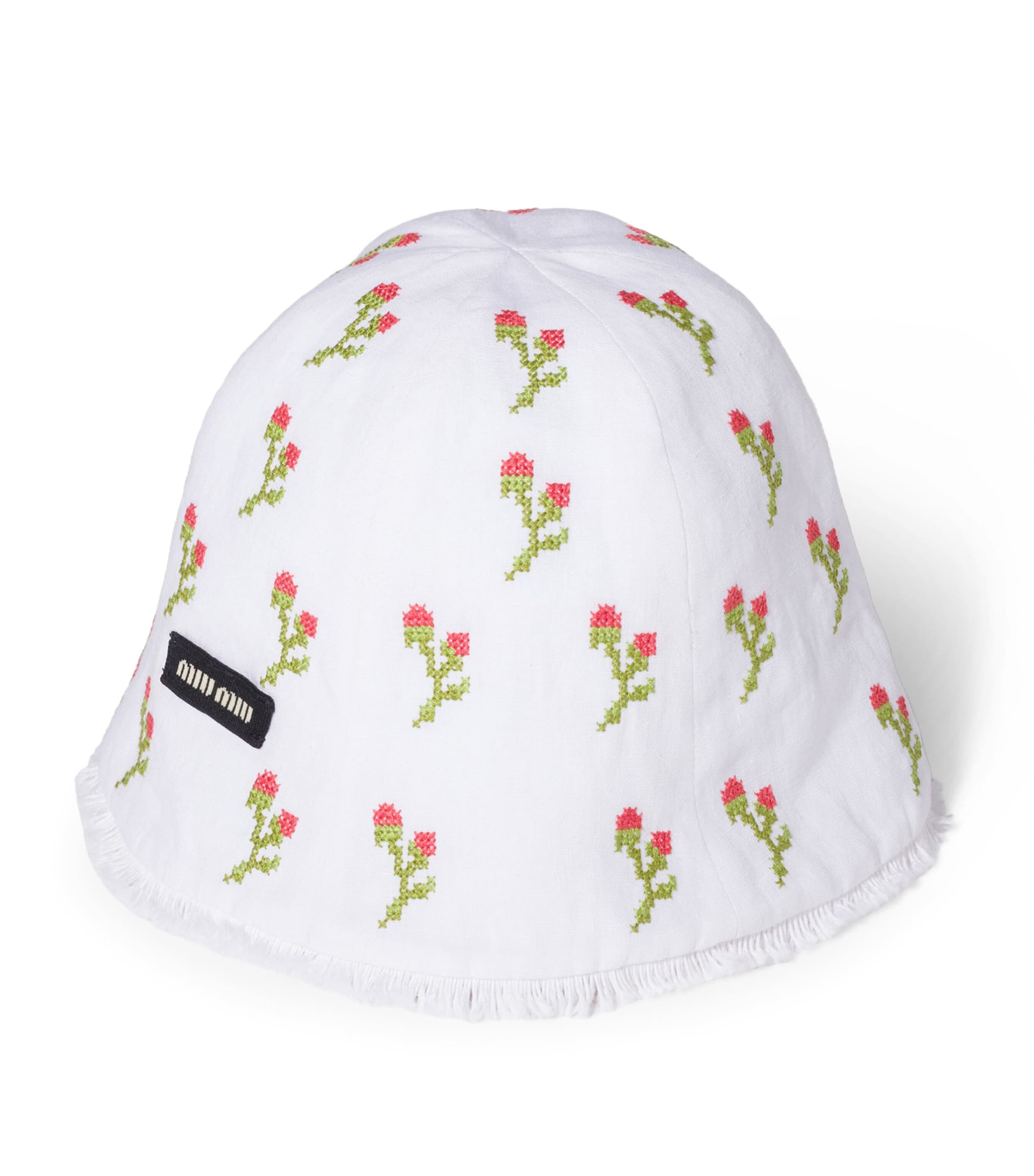 Miu Miu Flax Embroidered Hat White