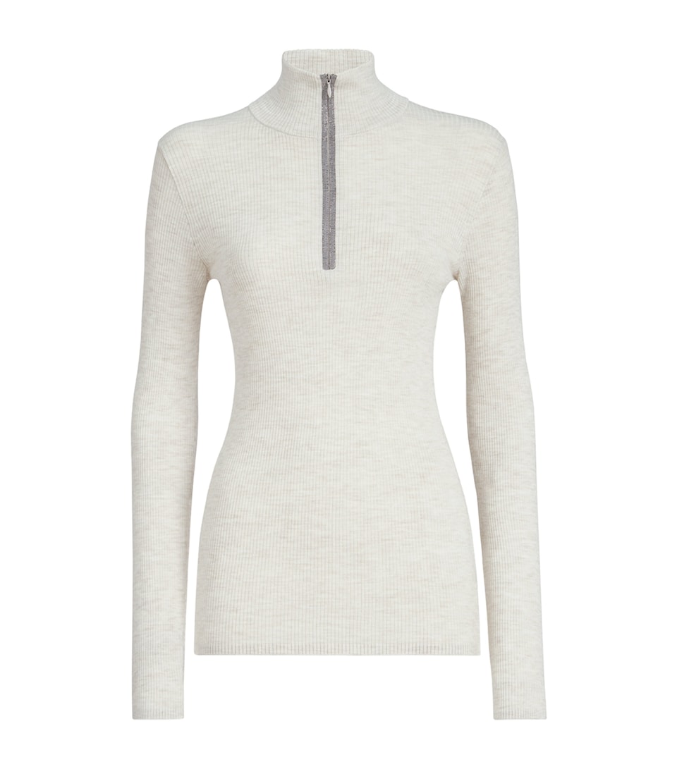 Virgin Wool-Cashmere Half-Zip Sweater
