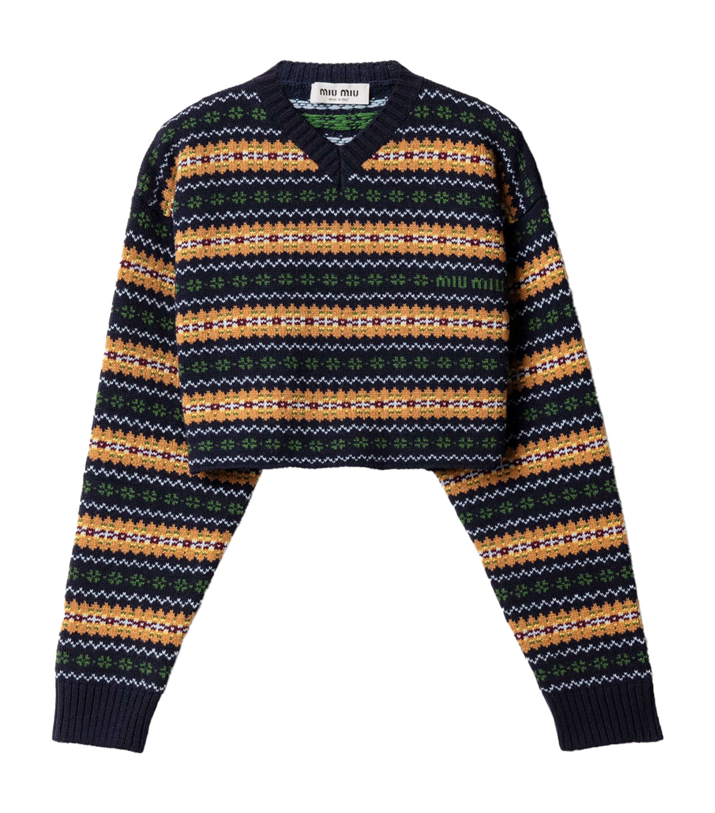 Miu Miu Womens Fleece Wool Stripe Sweater