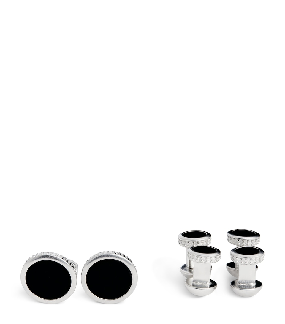 Thompson Black Agate Cufflinks And Studs Set