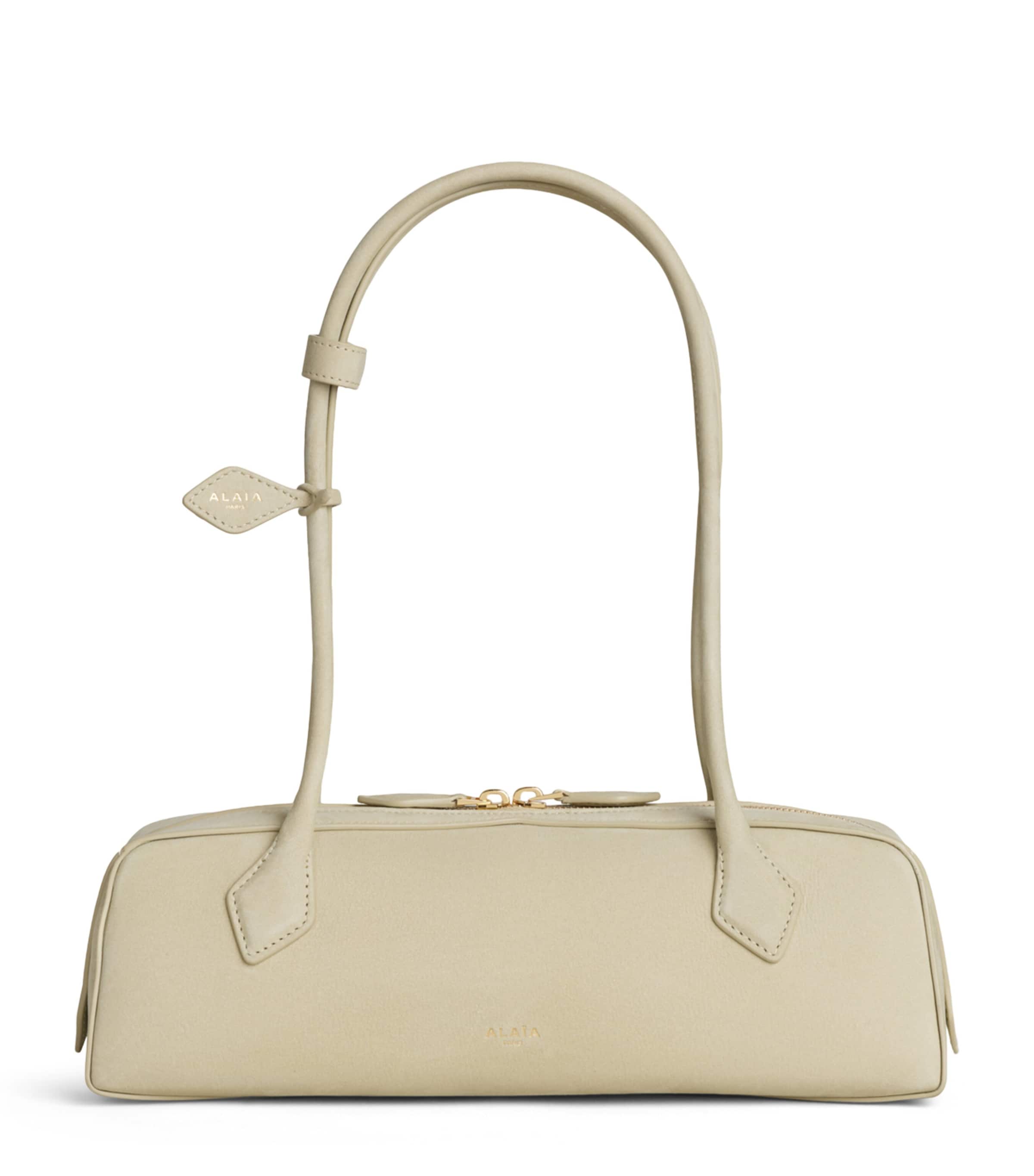 Alaïa Medium Leather Le Teckel Shoulder Bag Almond Green