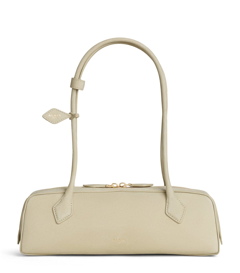 Alaïa Medium Leather Le Teckel Shoulder Bag Almond Green