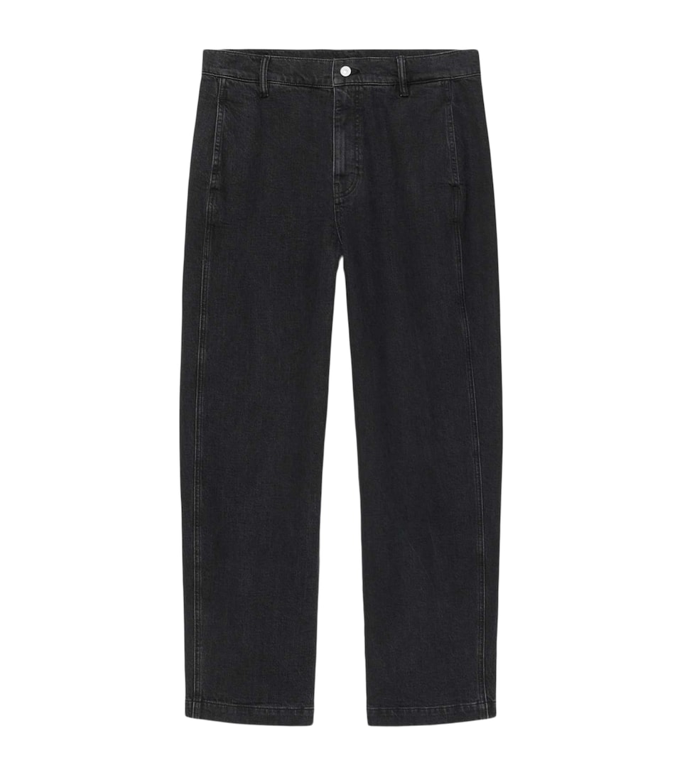 AllSaints Mens Raafi Barrel-Leg Jeans Washed Black