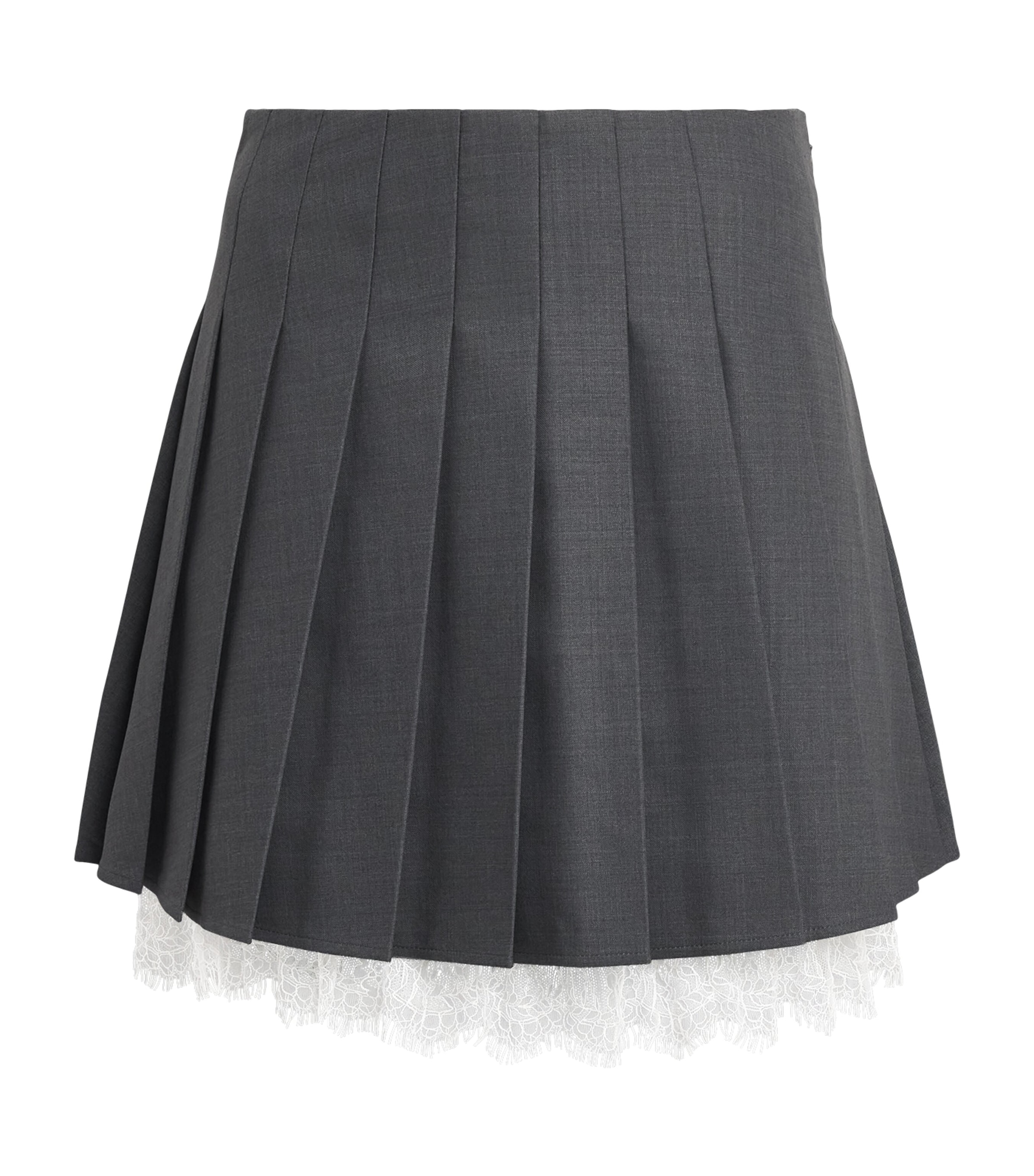 Self-Portrait Womens Pleated Mini Skirt Grey