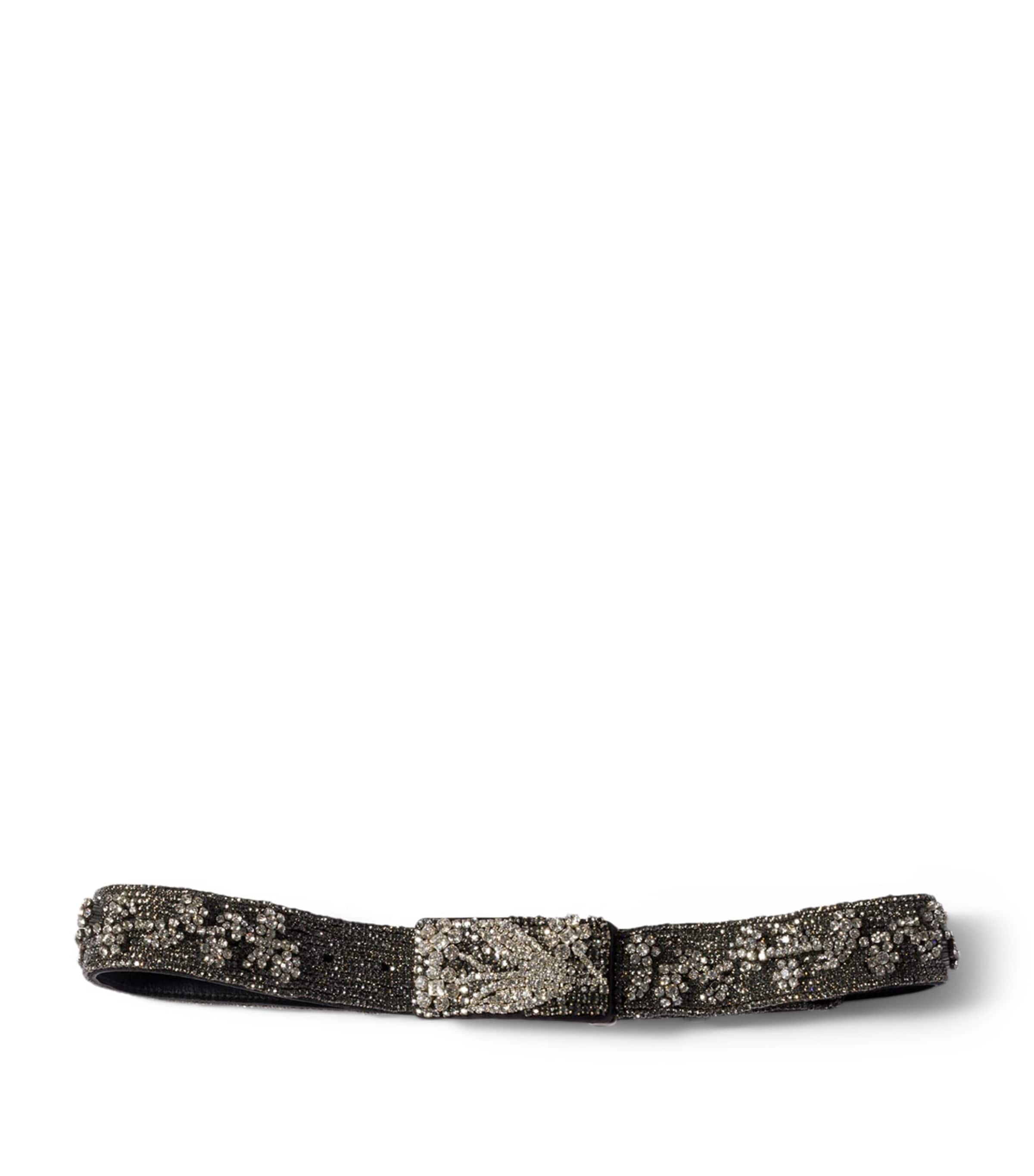 Miu Miu Silk-Crystal Embroidered Duchesse Belt Gold/silver