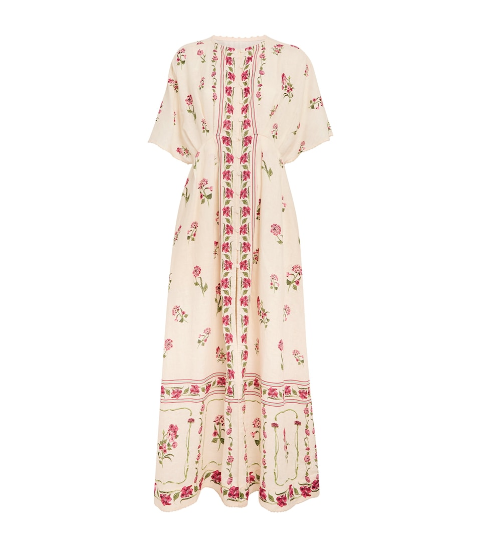 Linen Floral Maxi Kaftan