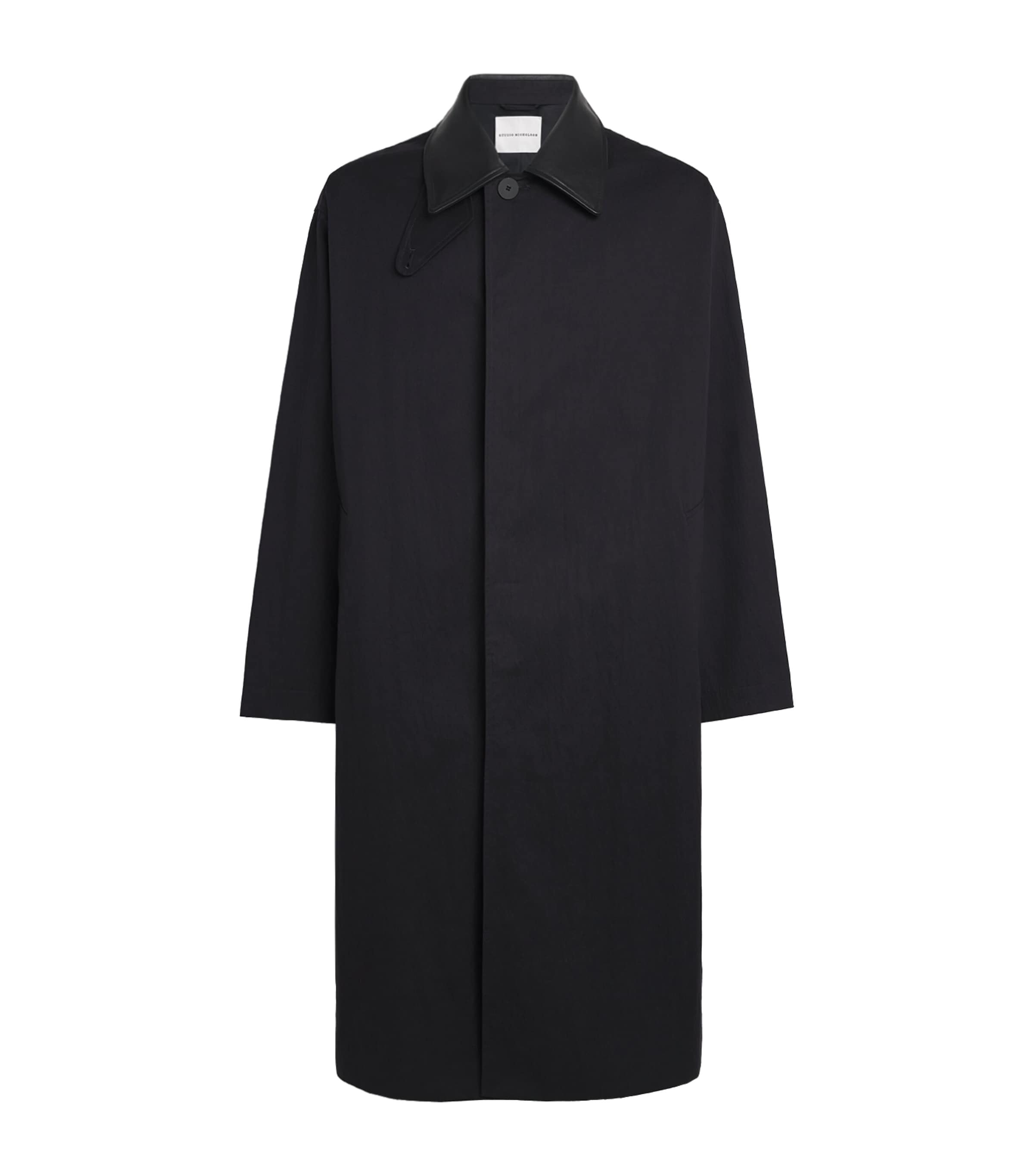 Studio Nicholson Mens Revere Oversized Trench Coat Darkest Navy