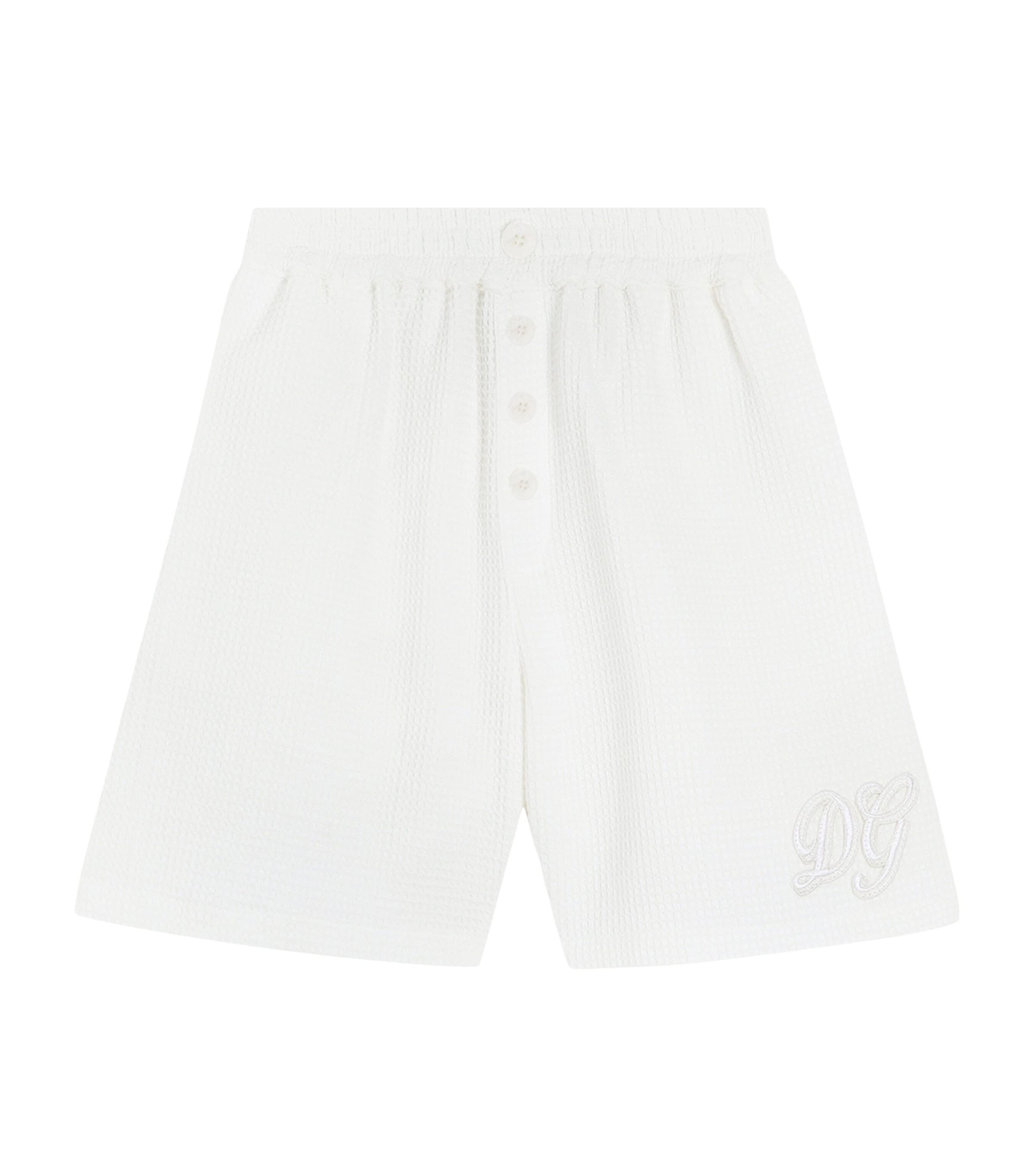 Dolce&Gabbana Kids Seersucker Logo Shorts (8-12+ Years) Natural White