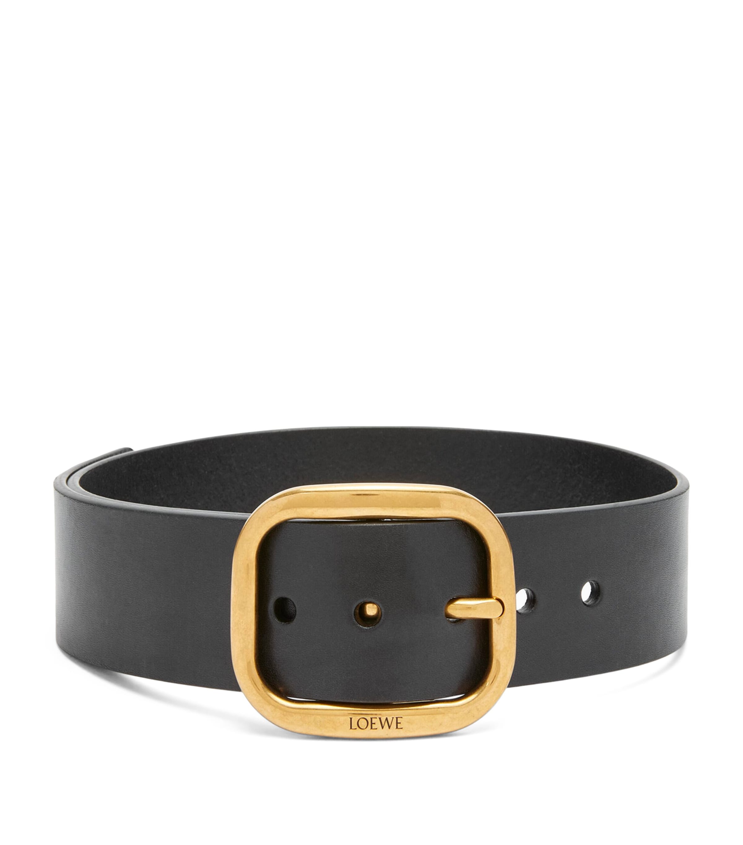 Leather Rounded-Rectangle Belt