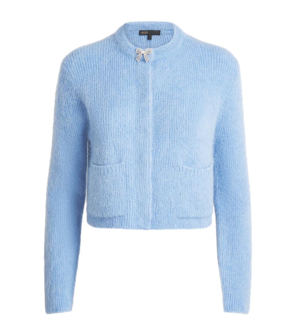 Maje Womens Cropped Bow Cardigan Blue Sky