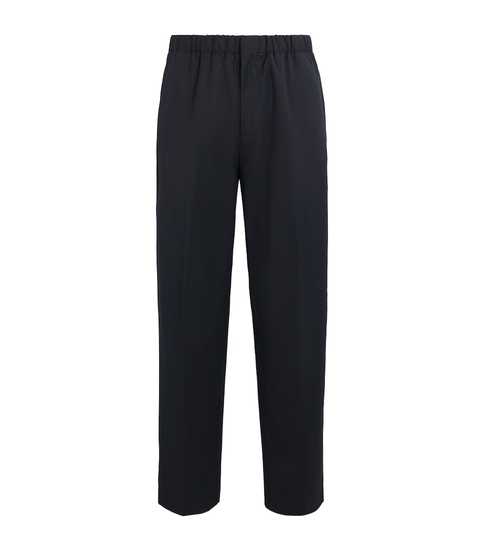 Lardini Mens Wool-Blend Easy Wear Trousers Navy