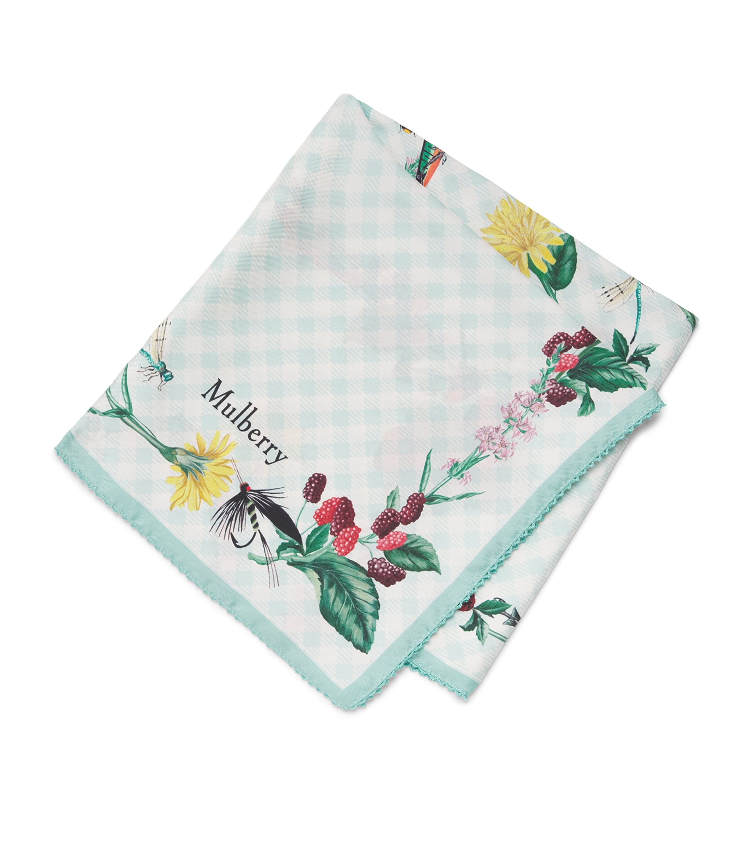 Mulberry Organic Silk Riverside Square Scarf Marina Blue