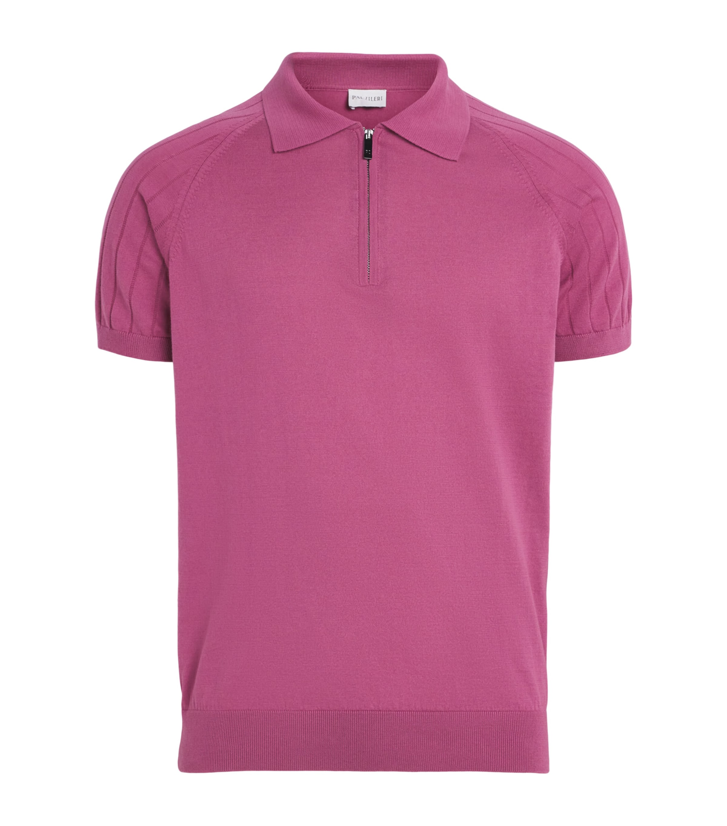 Pal Zileri Mens Cotton Zip-Up Polo Shirt Violet