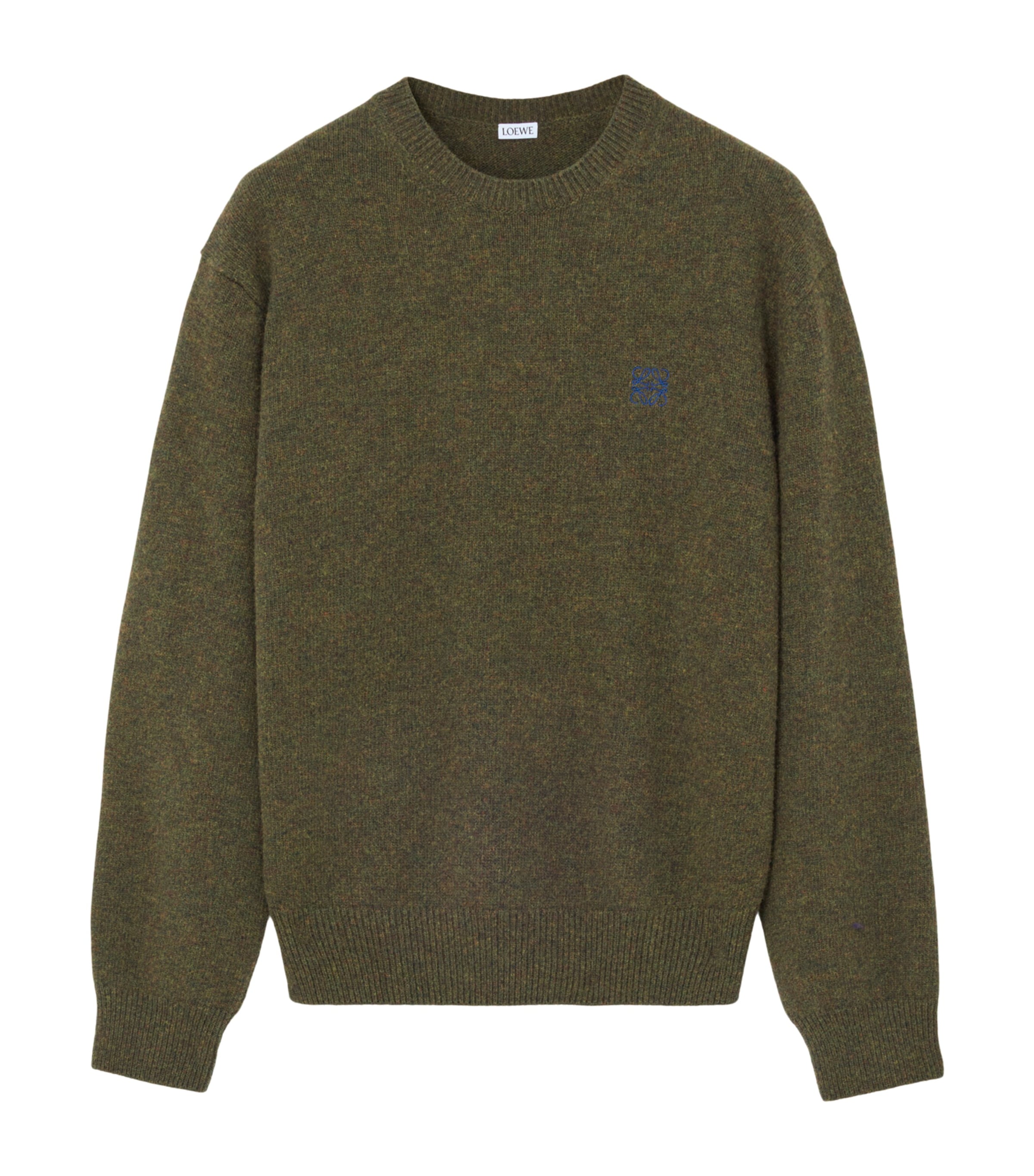 LOEWE Mens Wool Anagram Sweater Khaki Green