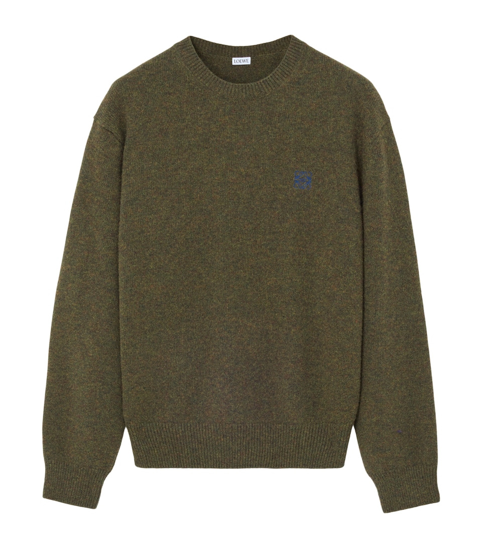 LOEWE Mens Wool Anagram Sweater Khaki Green