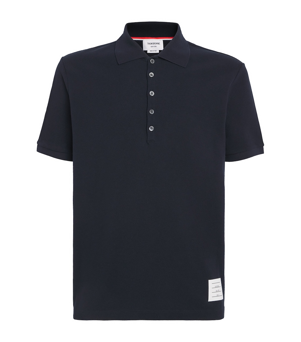 Thom Browne Mens Cotton Appliqué Polo Shirt Navy