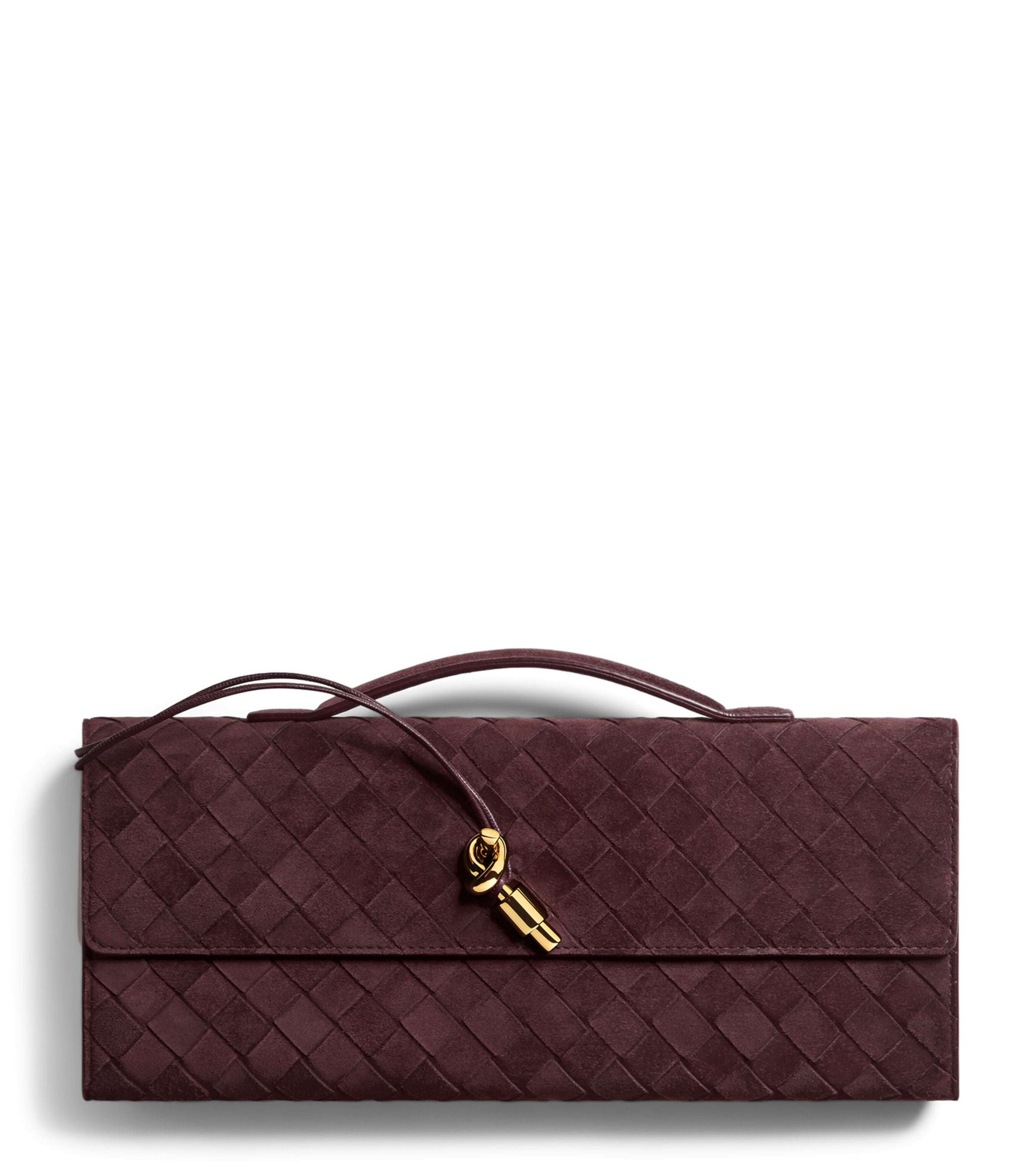 Bottega Veneta Suede Andiamo Clutch Bag