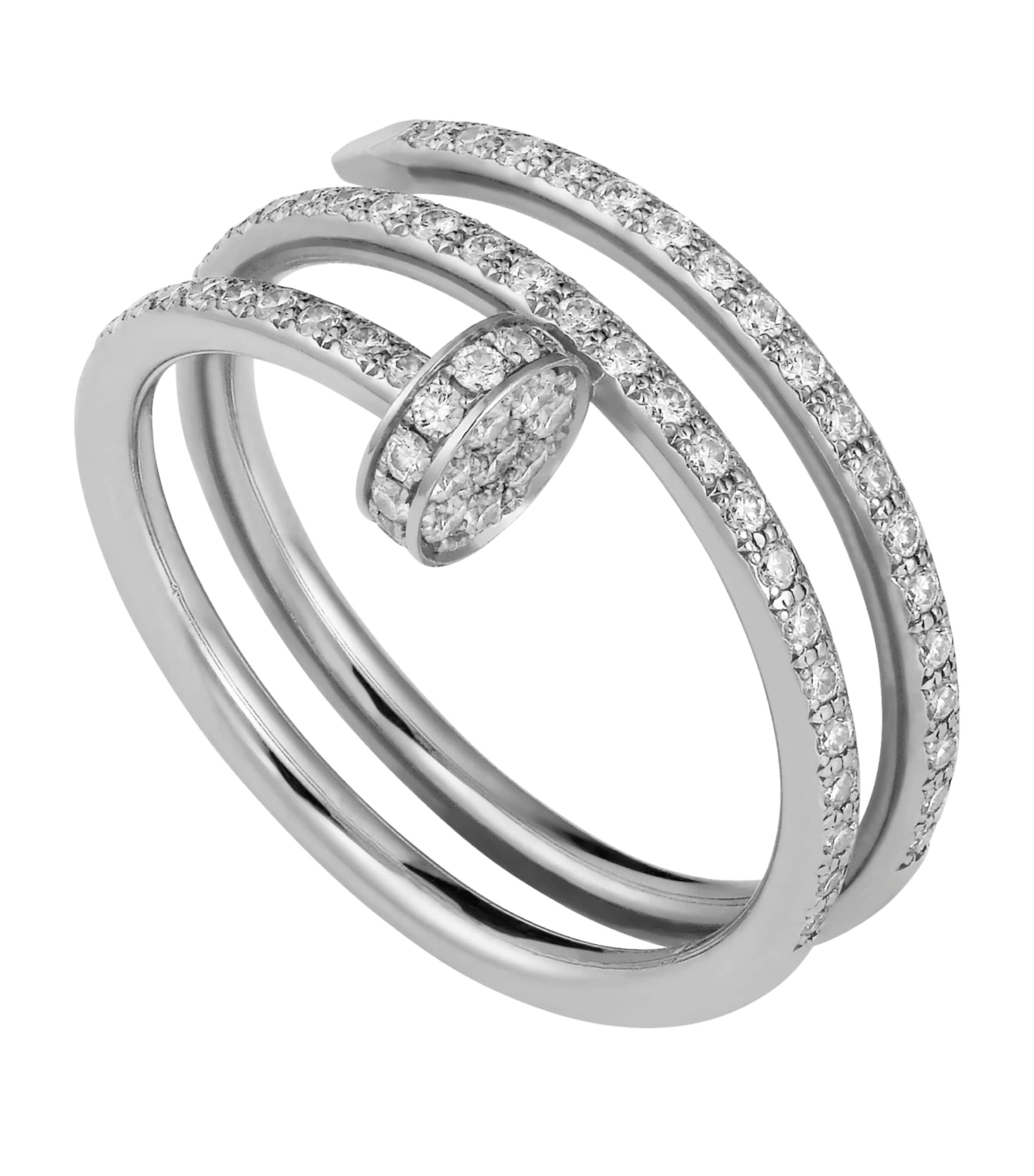White Gold and Pavé Diamond Double Juste Un Clou Ring