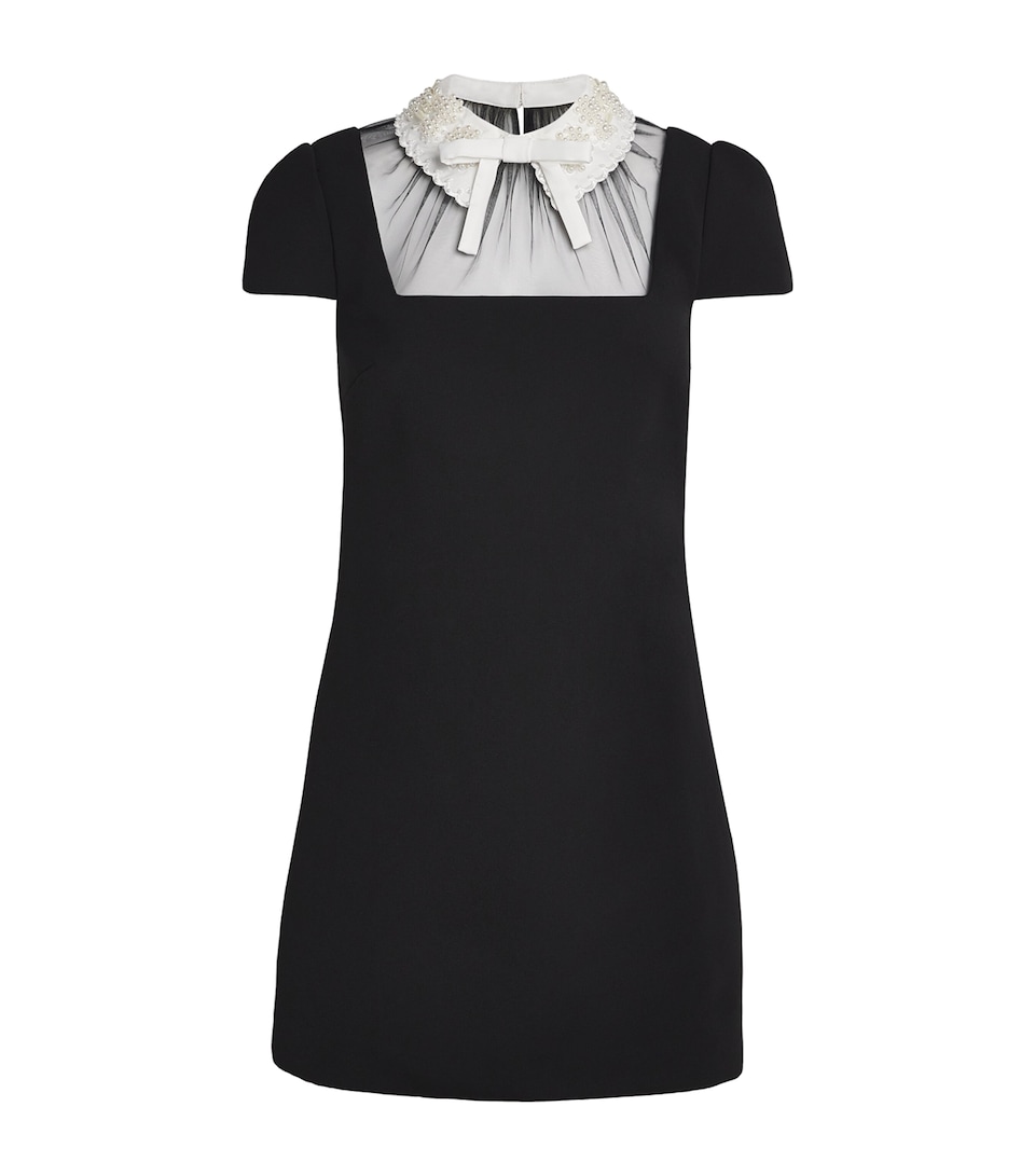 Crepe Bow-Collar Mini Dress
