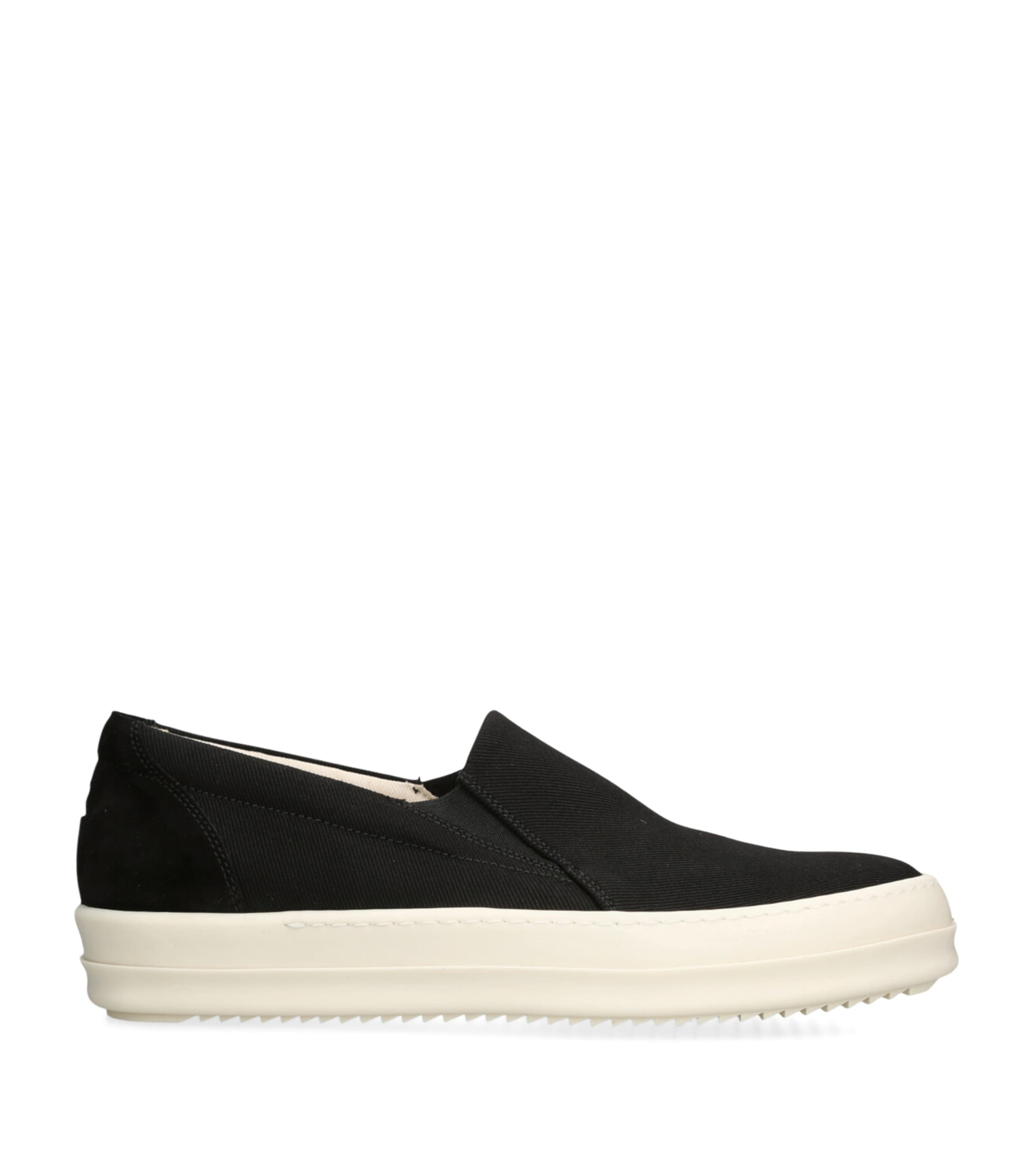 Rick Owens DRKSHDW Denim-Suede Penta Boat Sneakers Black/comb