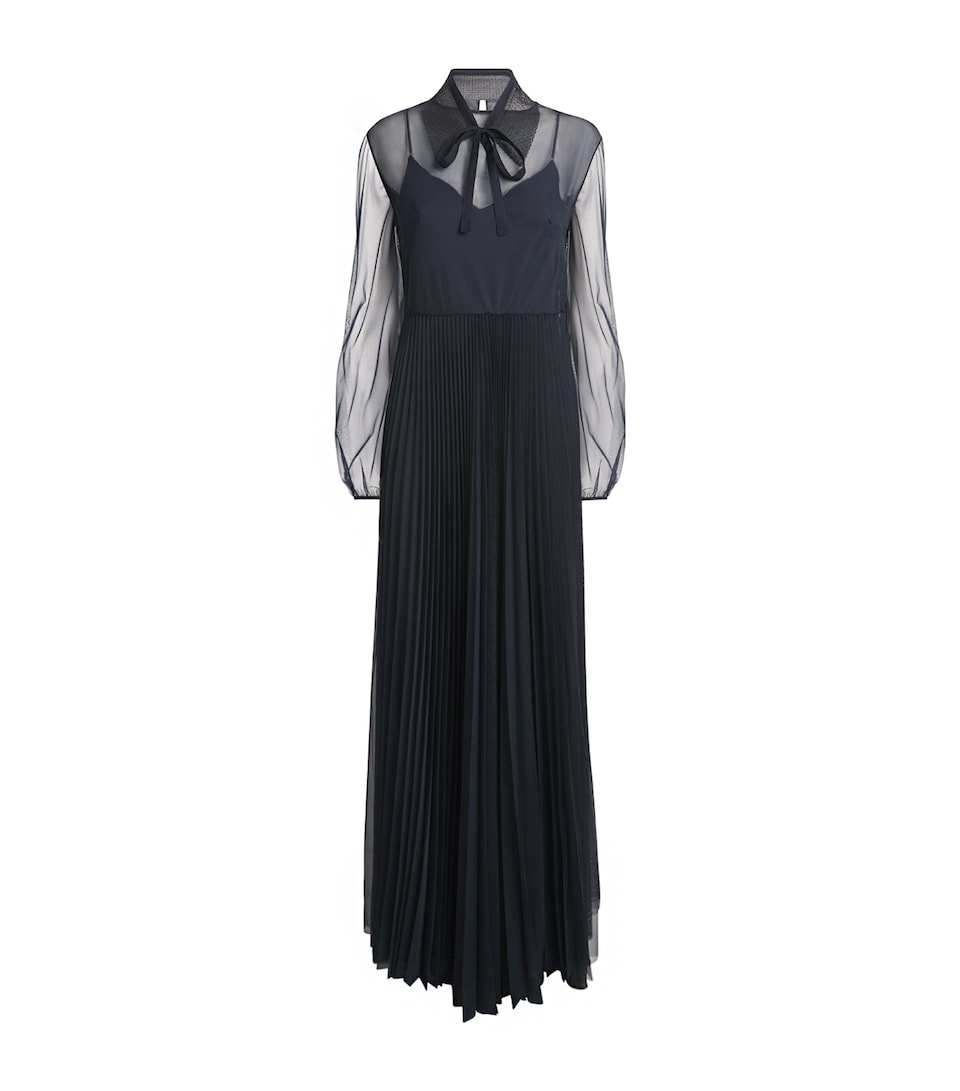 Fabiana Filippi Womens Tulle Pleated Maxi Dress Blu Notte