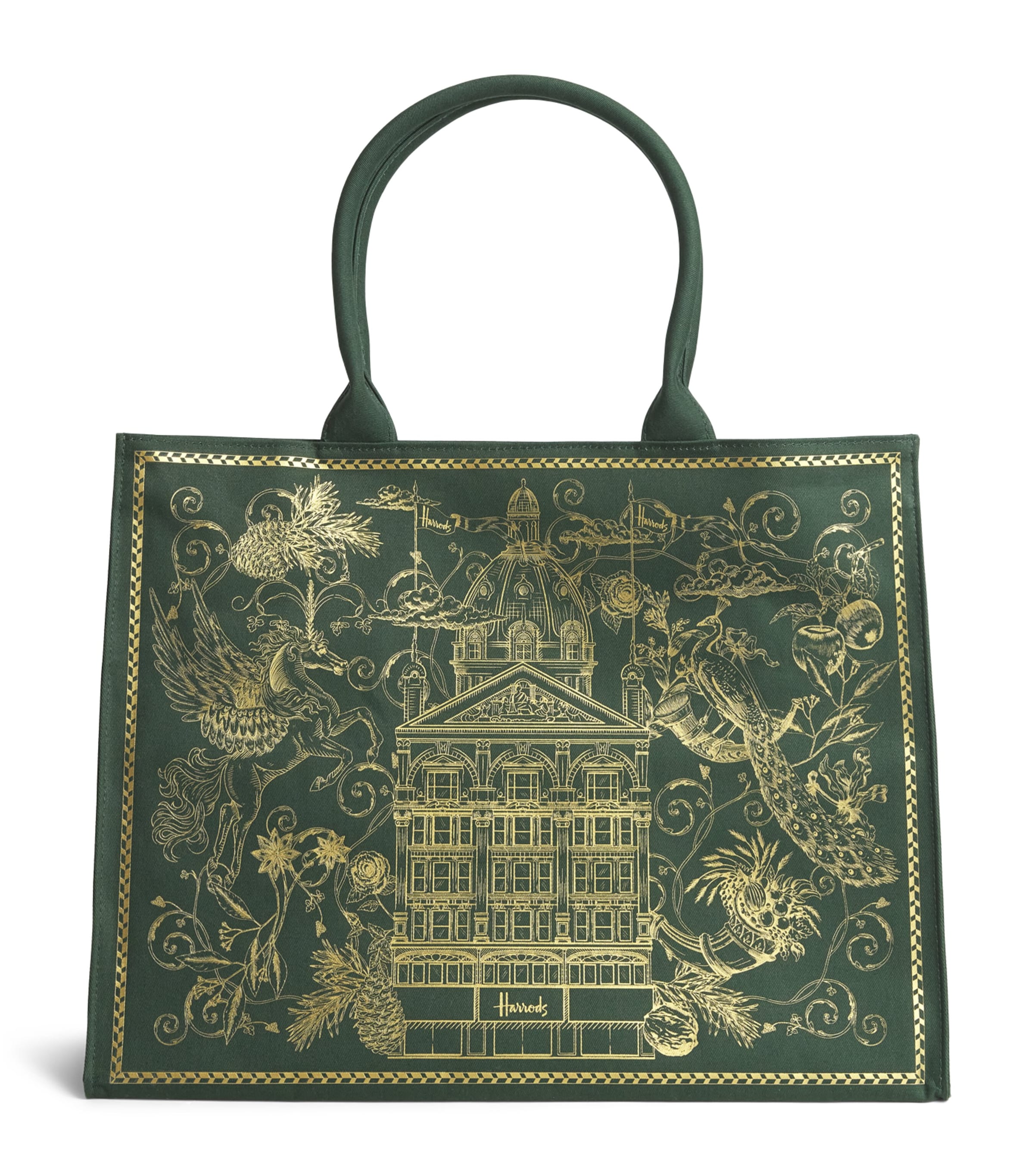 Harrods Building Print Tote Bag Harrods Green