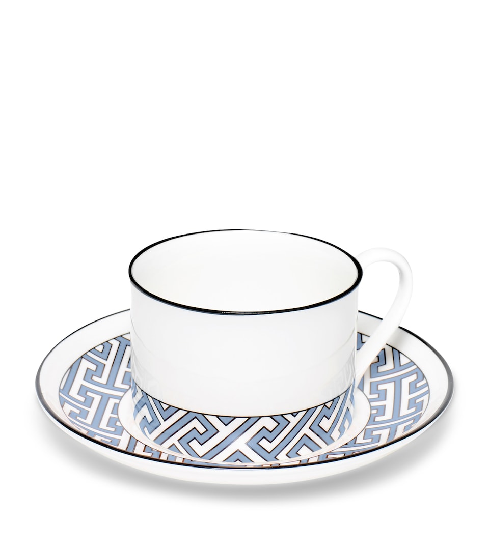 O.W.London Maze Teacup and Saucer Blue