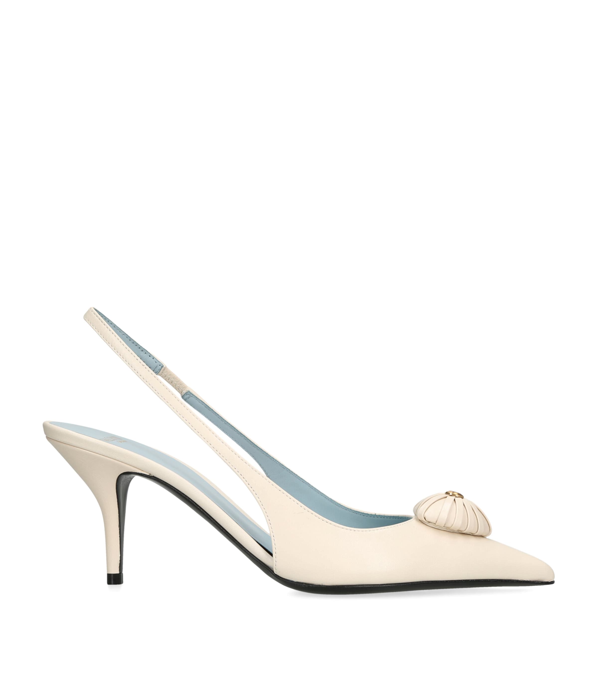 Valentino Garavani Leather Coeur Royal Slingback Pumps 75 Cream