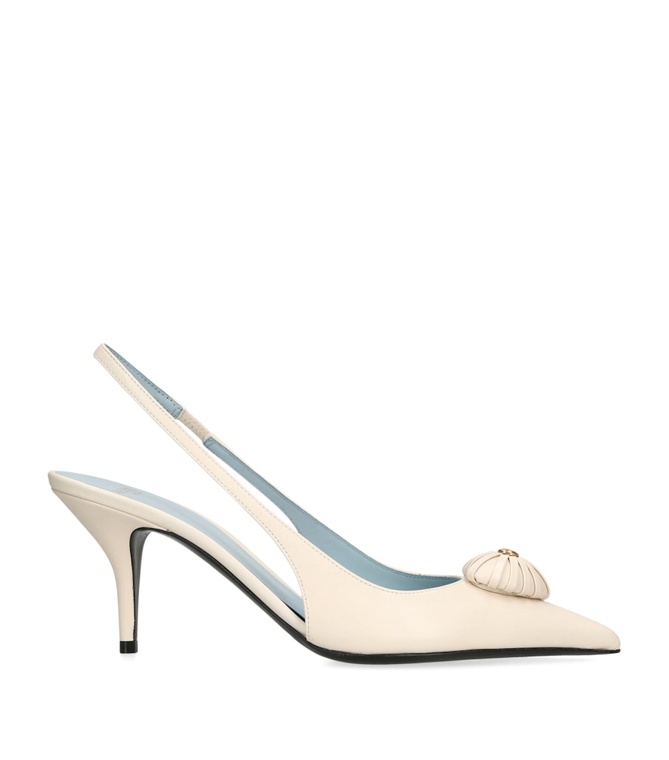 Valentino Garavani Leather Coeur Royal Slingback Pumps 75 Cream