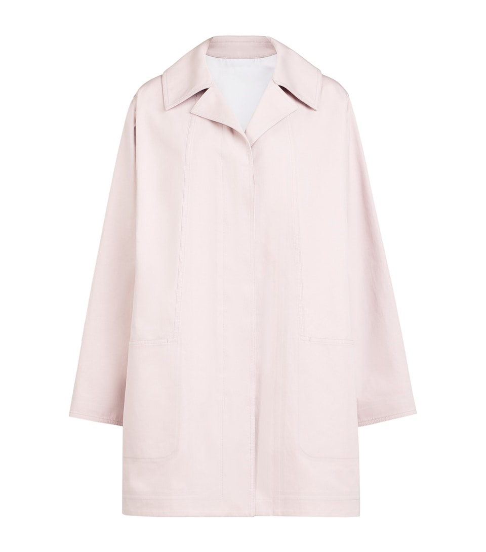Alaïa Womens Cotton-Silk Leather-Trim Coat Pink