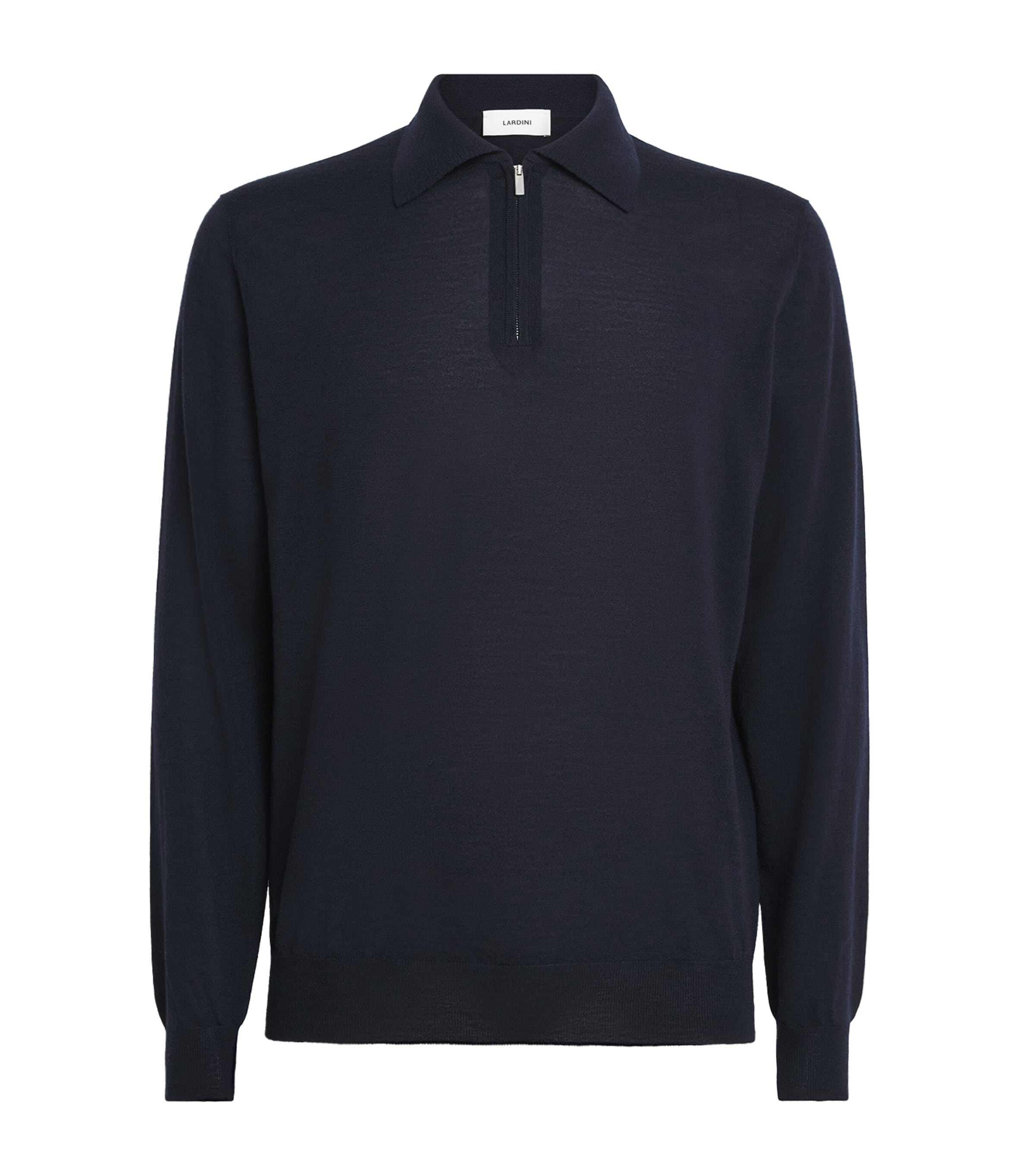 Lardini Mens Wool-Silk-Cashmere Quarter-Zip Sweater Navy