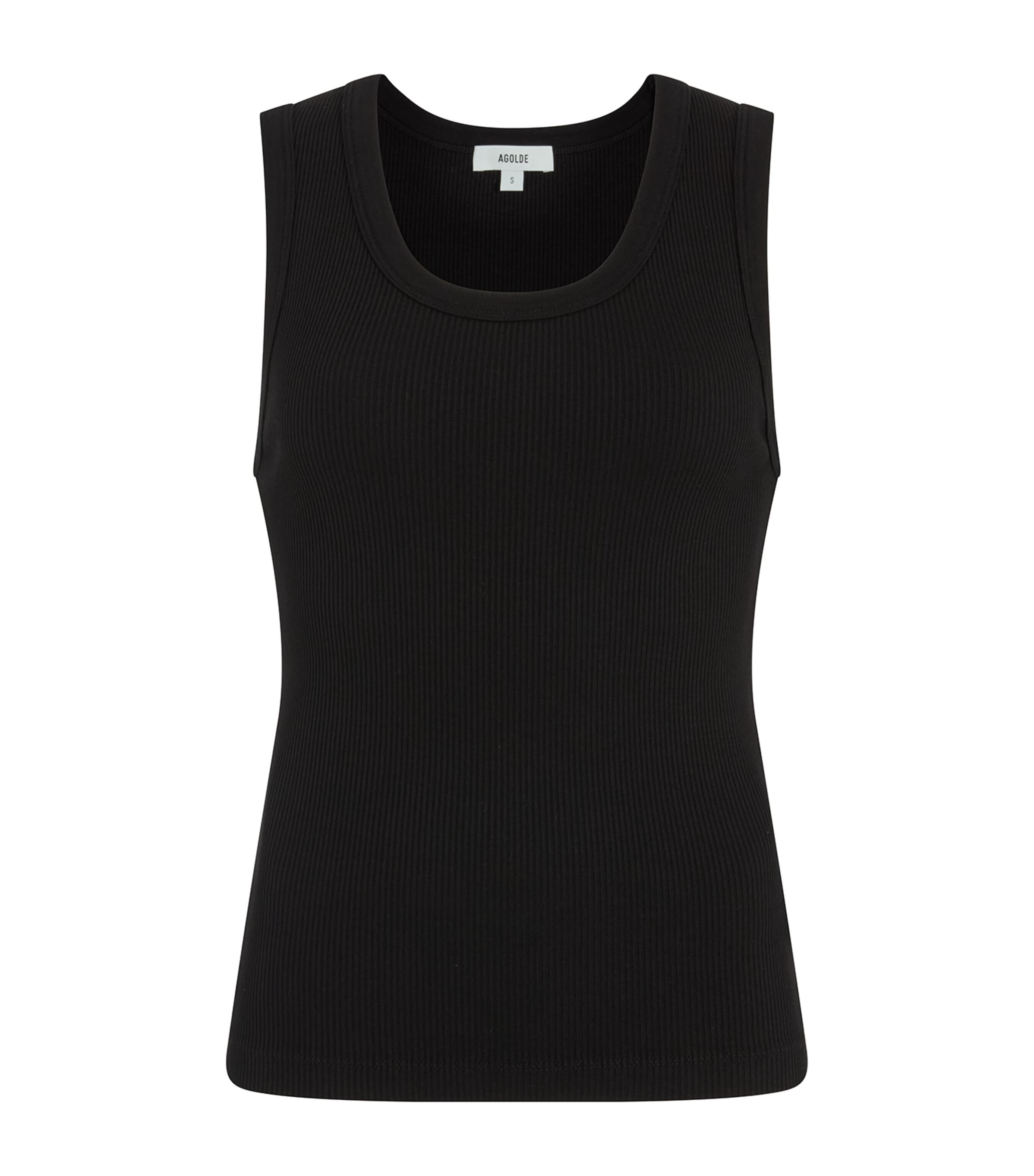 AGOLDE Womens Ribbed Poppy Tank Top Black