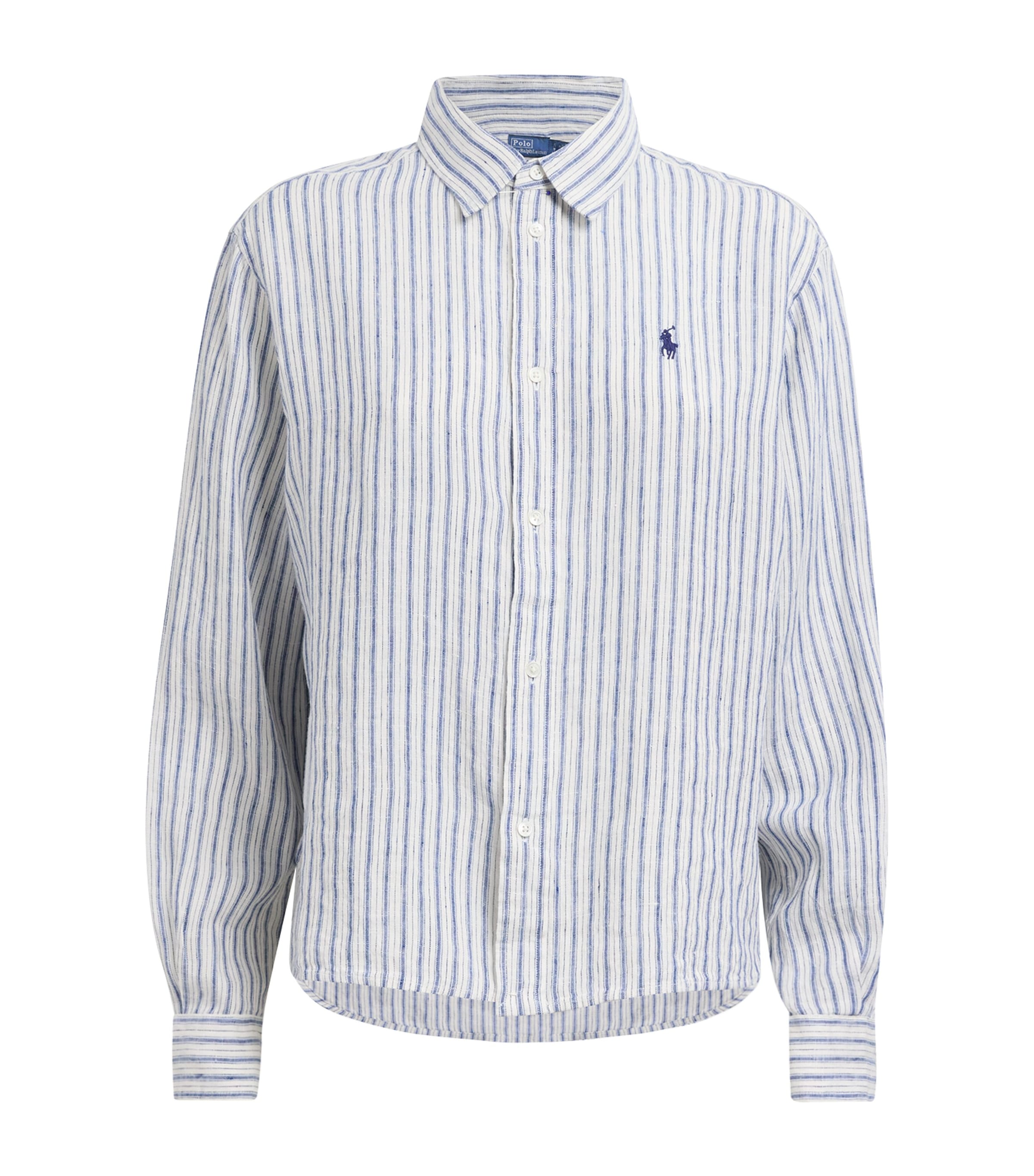 Polo Ralph Lauren Womens Linen Stripe Shirt Nv Lt Bl Mlt