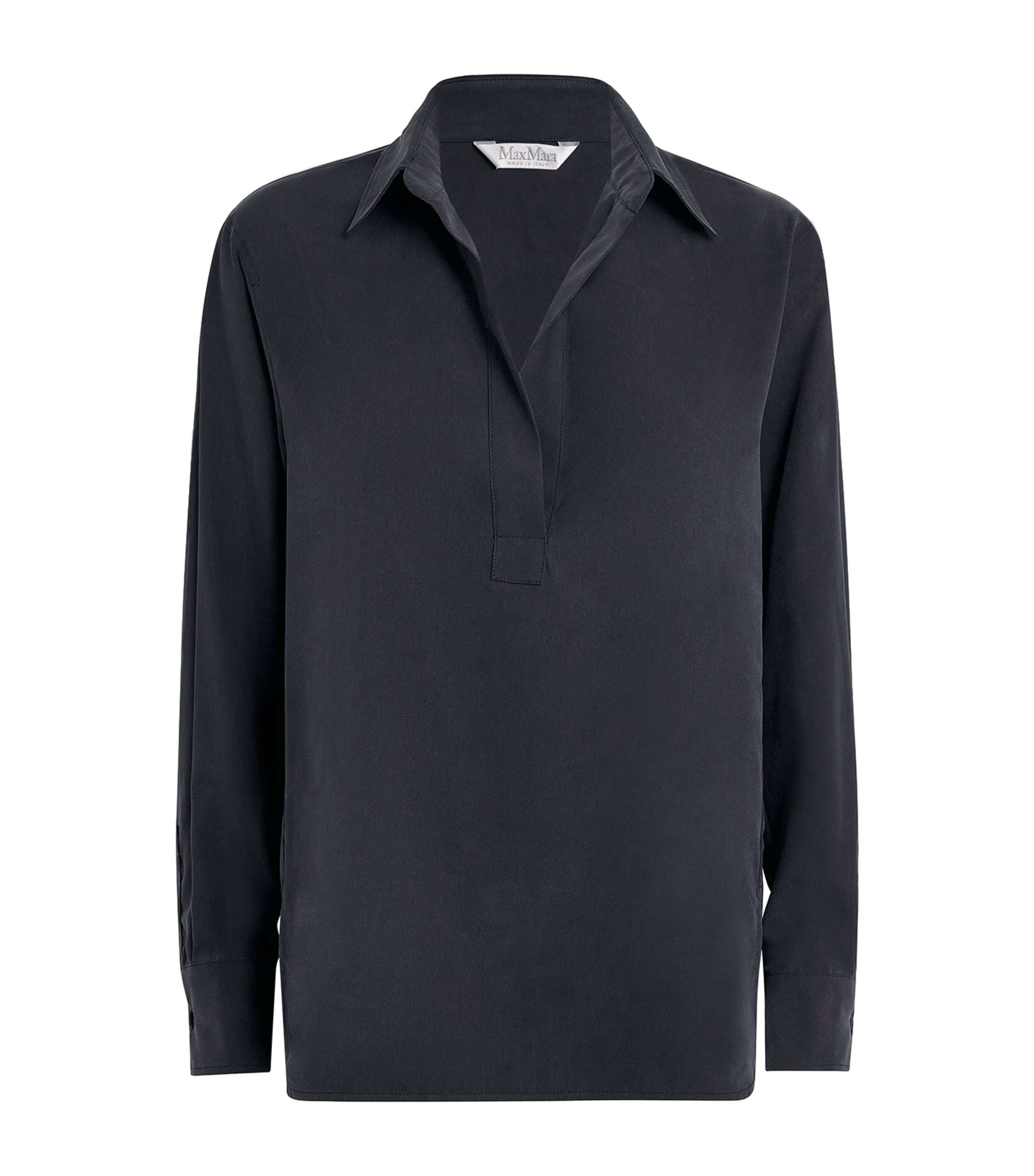 Silk V-Neck Collared Shirt