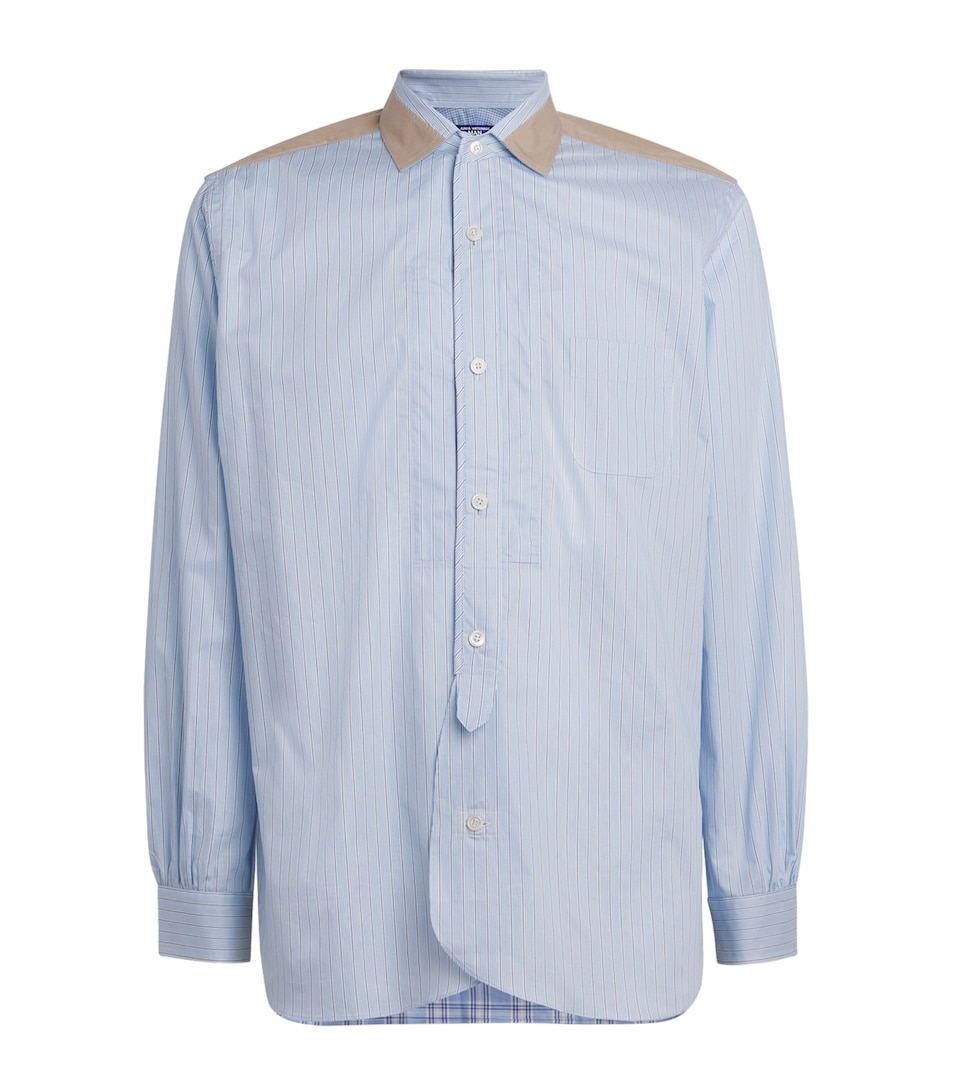 Junya Watanabe MAN Mens Contrast-Trim Multi-Print Shirt Wh/sx X Wh/ny/sx