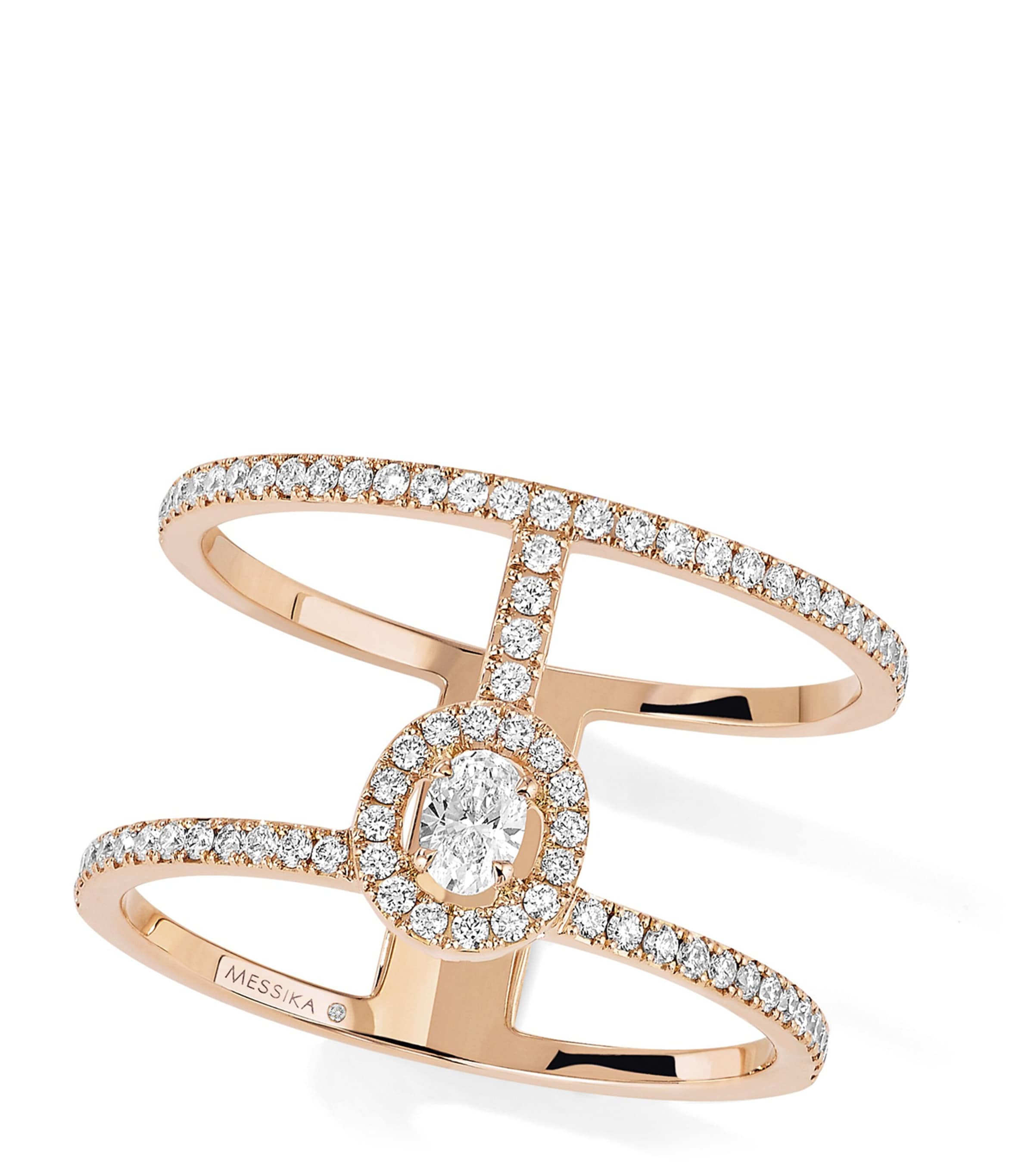 Messika Glam'Azone Pink Gold and Diamond 2-Row Pavé Ring (0.40ct) Pink Gold