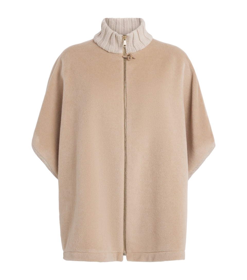 Fabiana Filippi Womens Merino Wool-Blend High-Neck Cape Acero